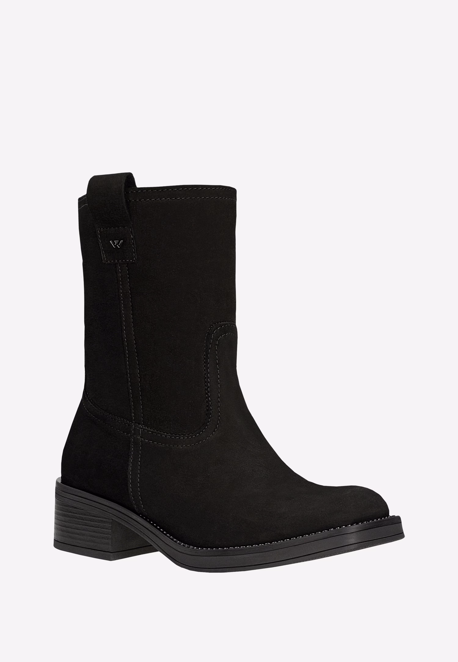 Czarne wsuwane botki damskie z nubuku