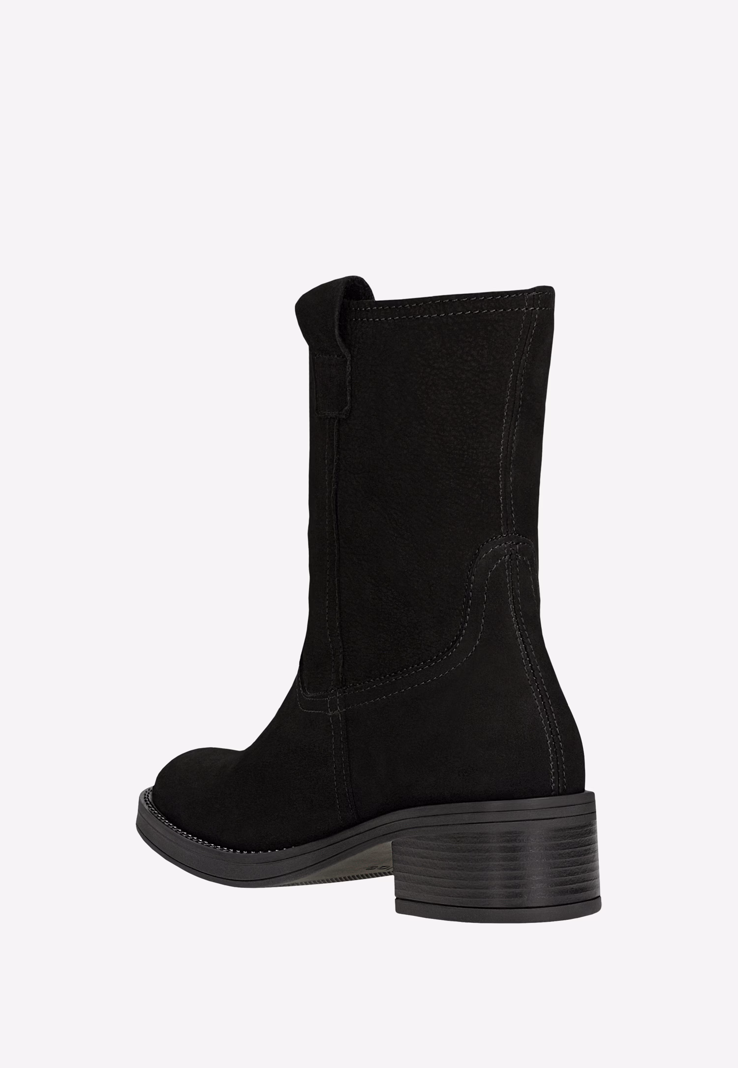 Czarne wsuwane botki damskie z nubuku