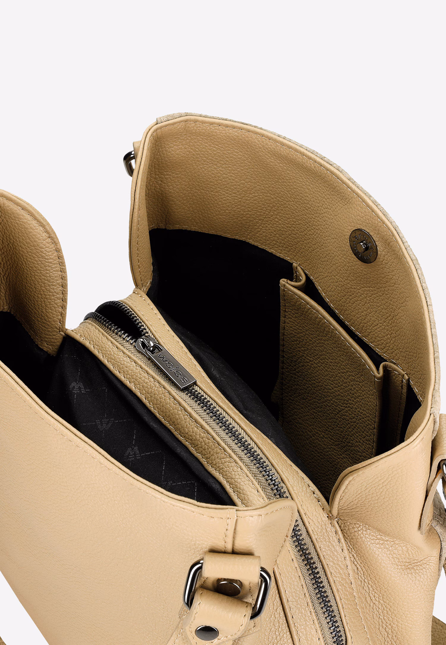 Duża beżowa torebka damska ze skóry naturalnej