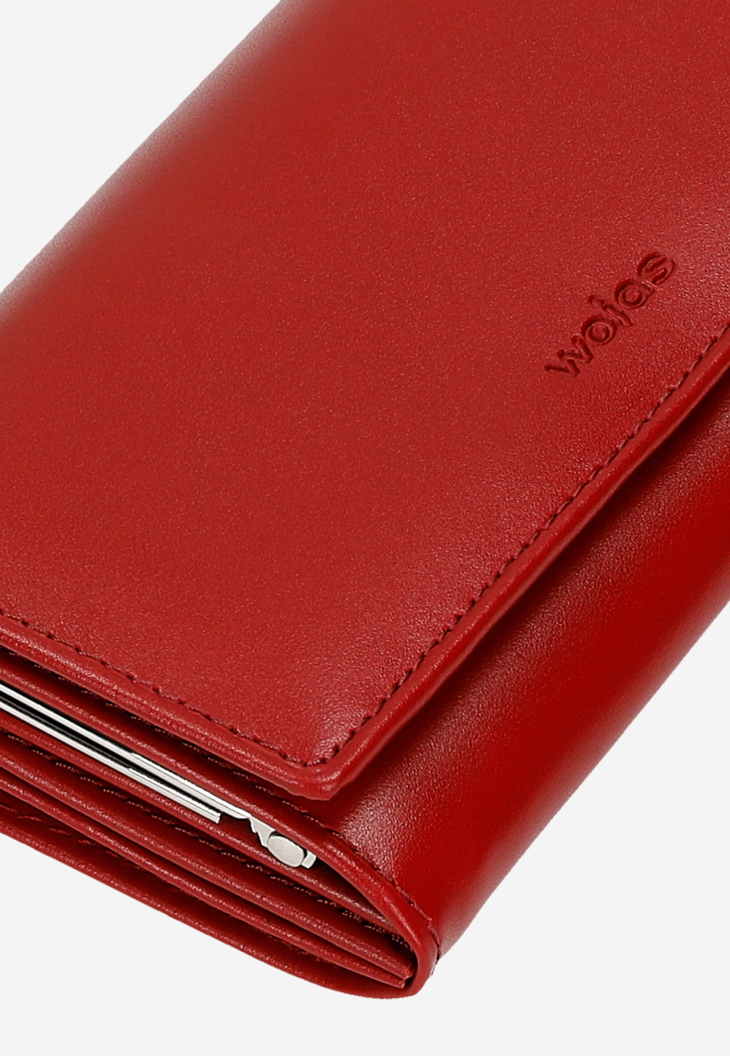 Czerwony skórzany portfel damski z RFID