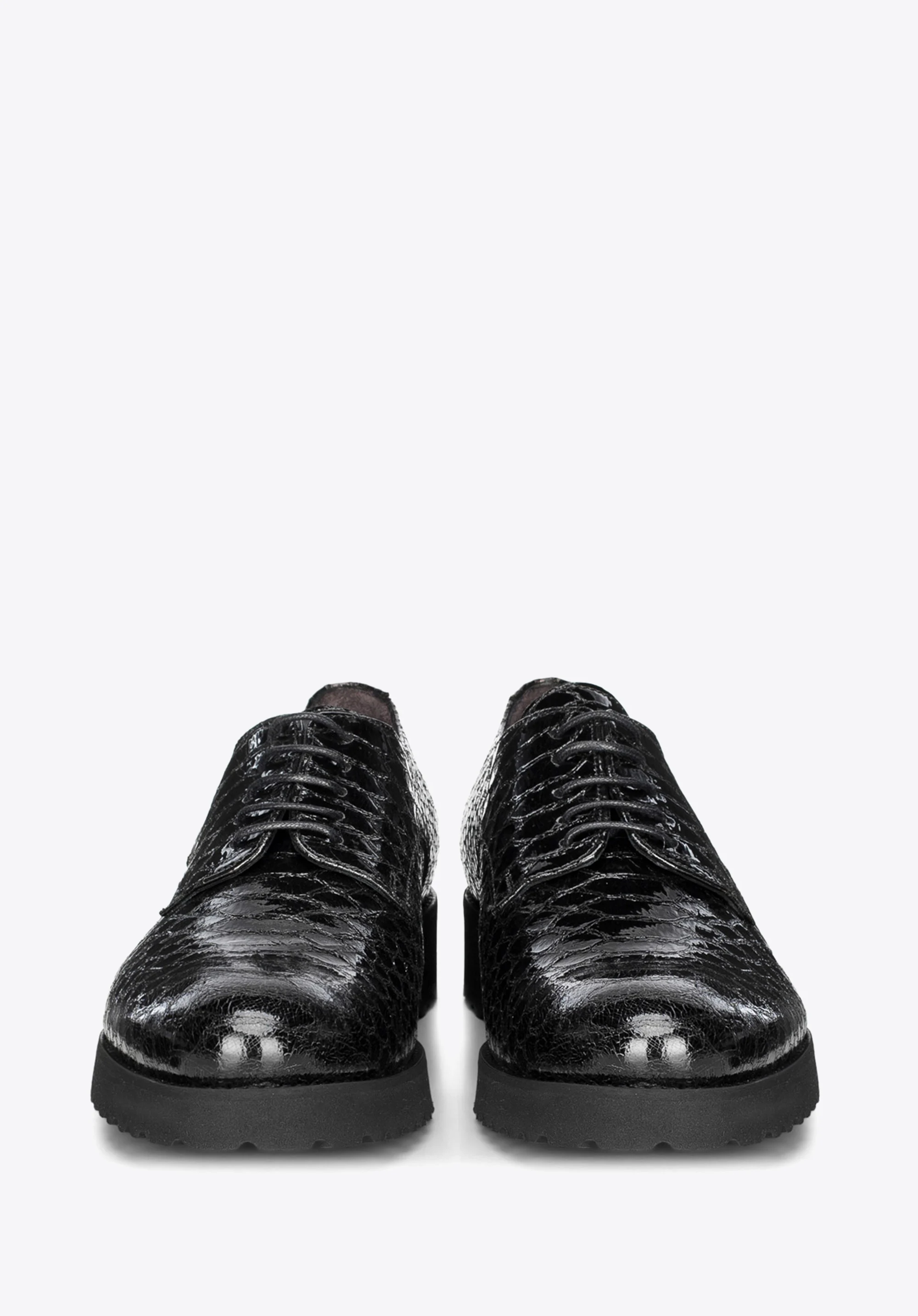 Damskie półbuty lakierowane ze skóry lizard