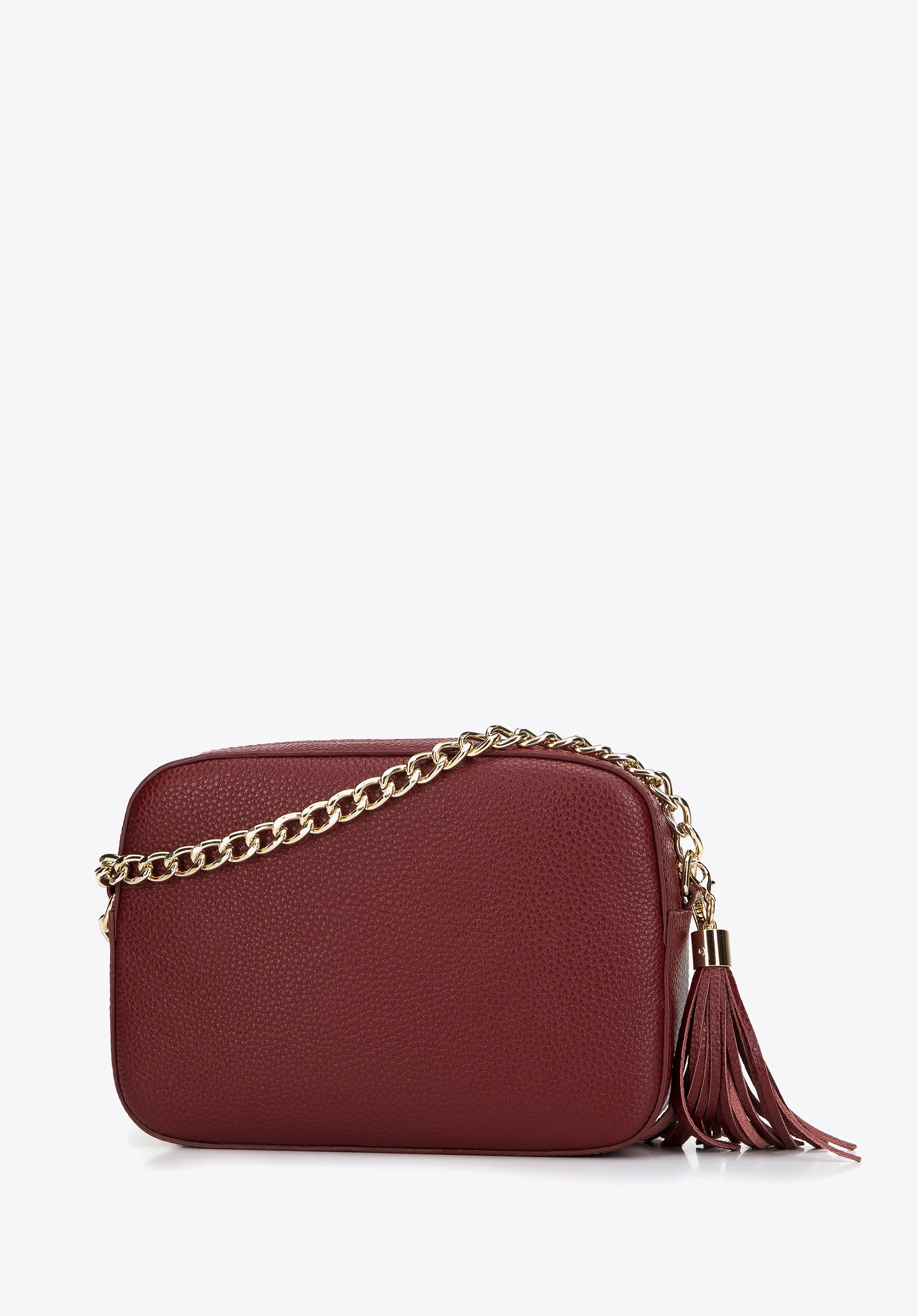 Damska listonoszka skórzana pudełkowa na łańcuszku