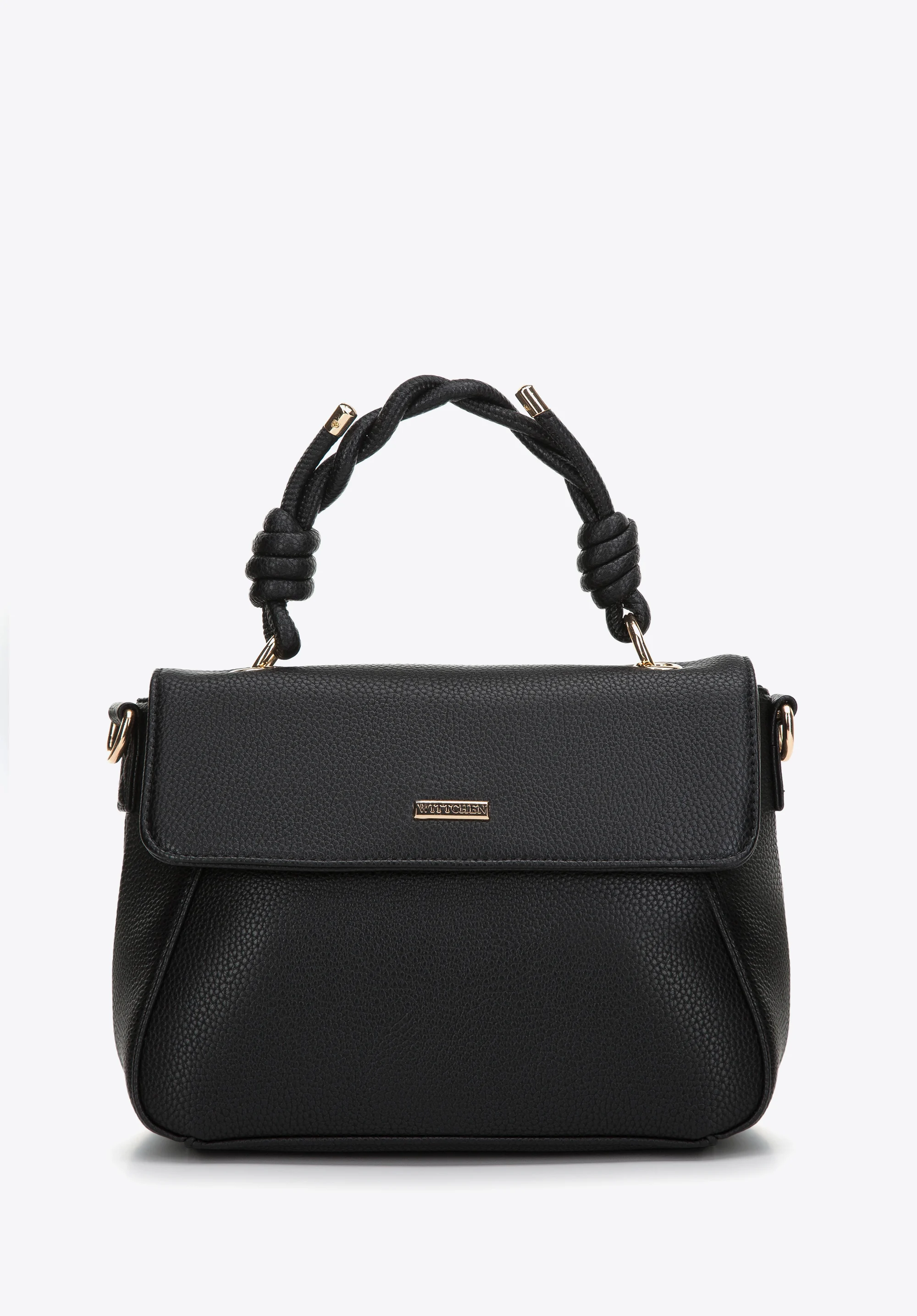 Torebka kuferek z ekoskóry z plecioną rączką