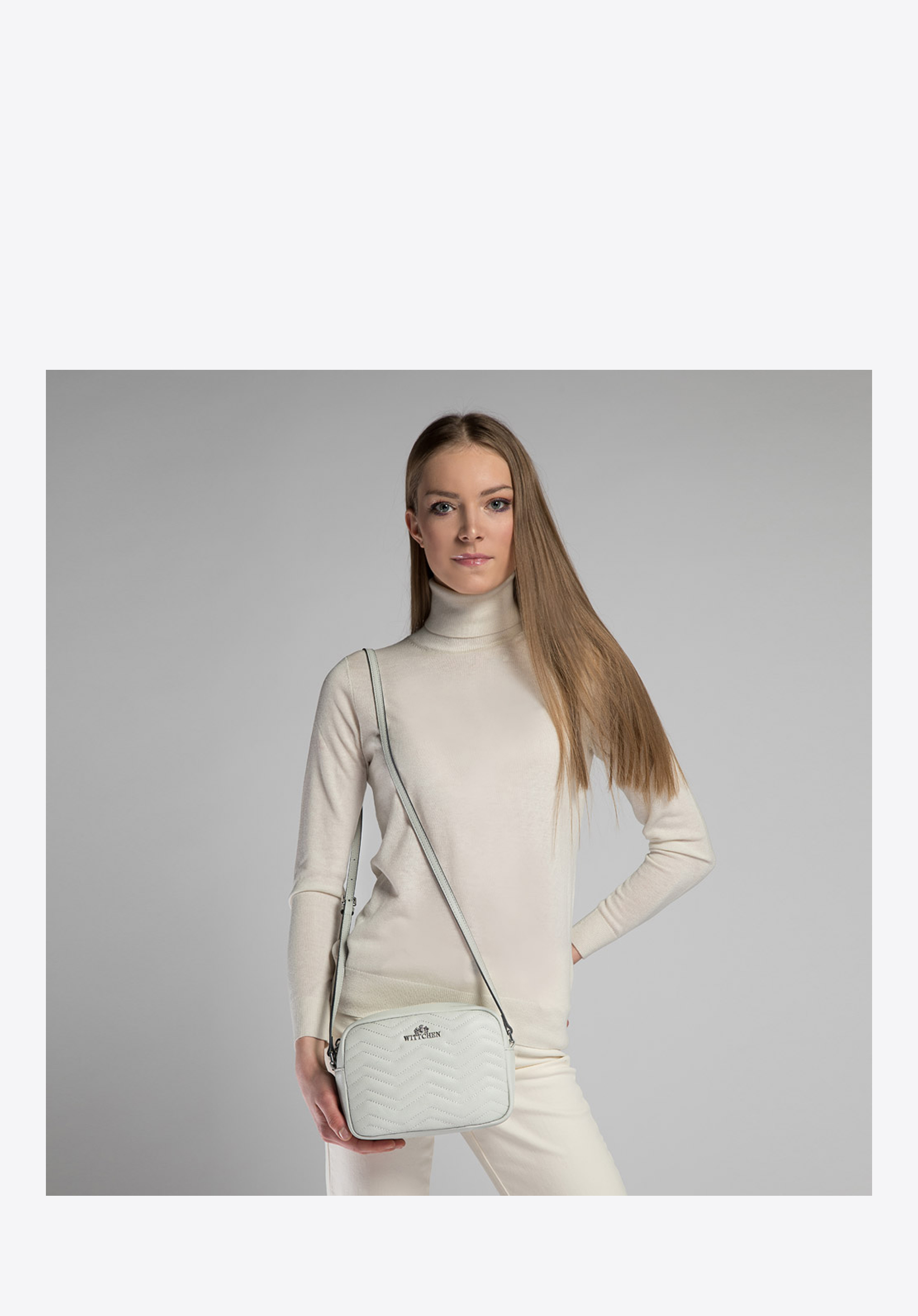 Damska listonoszka skórzana w zygzaki