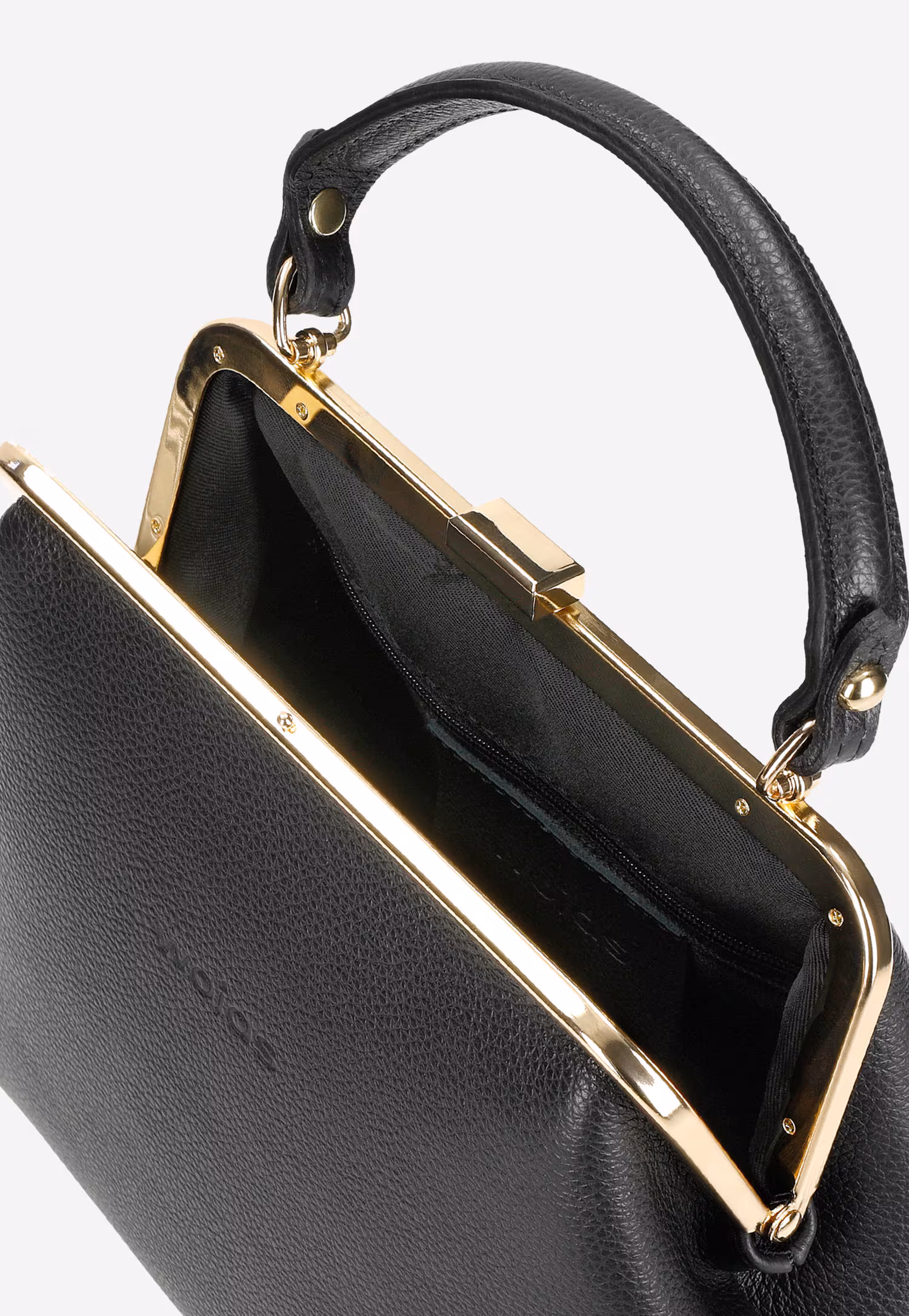 Beżowa skórzana torebka frame bag