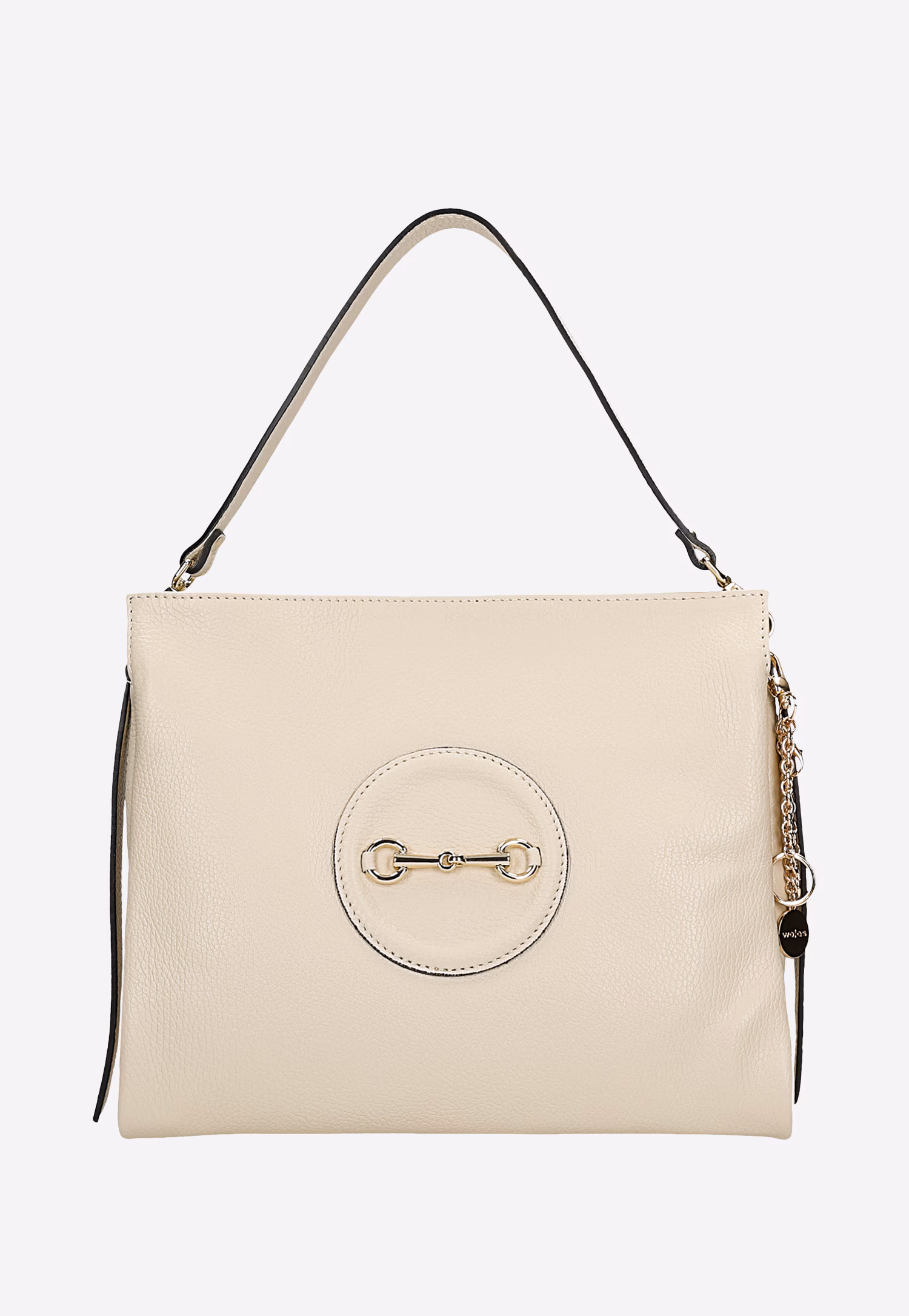 Duża skórzana torebka w kolorze jasnobeżowym