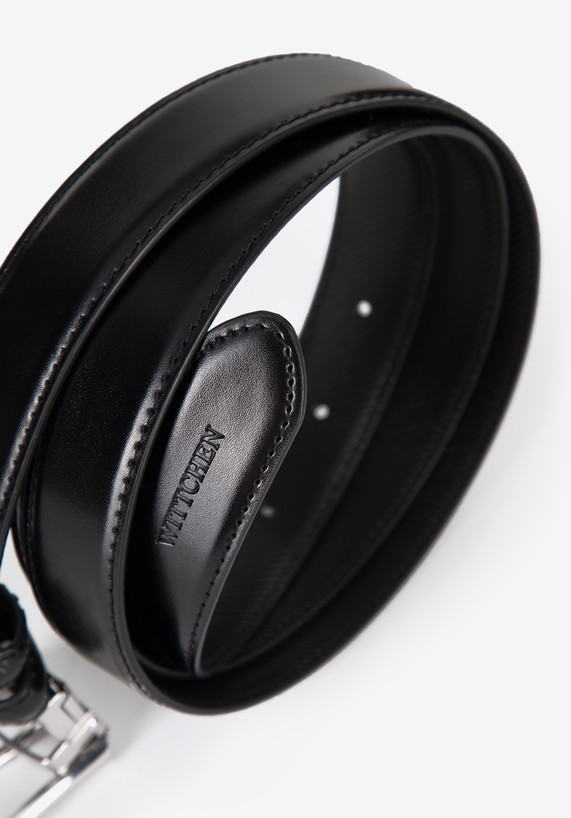 Męski pasek skórzany dwustronny wąski