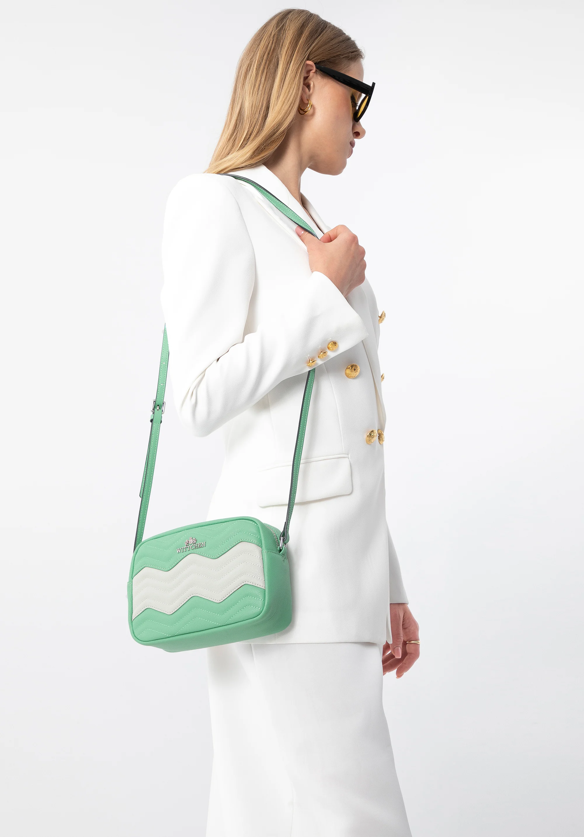 Damska listonoszka skórzana w zygzaki