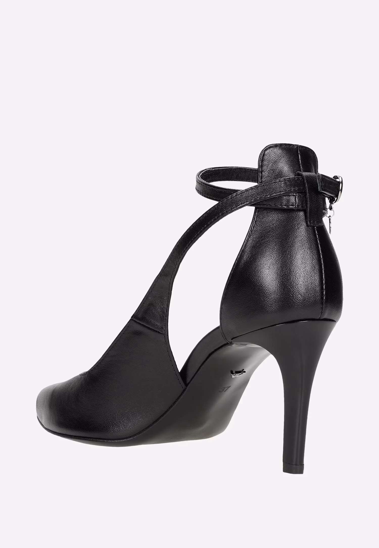 Białe czółenka ze skóry licowej na obcasie