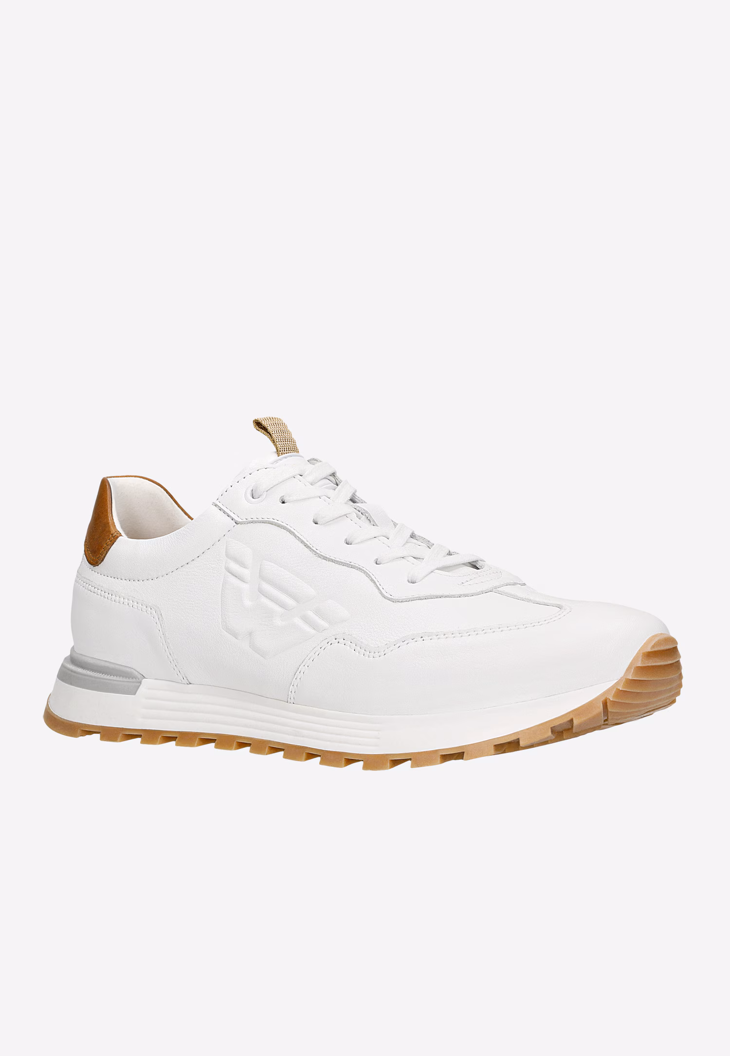 Jasnobrązowe sneakersy męskie ze skóry licowej