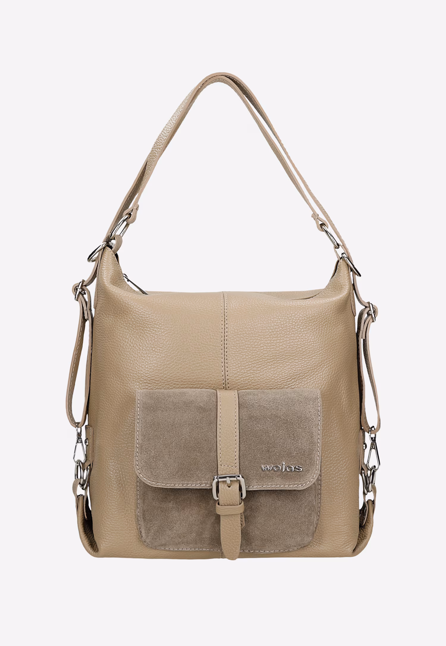 Beżowa skórzana torebka plecak 2w1