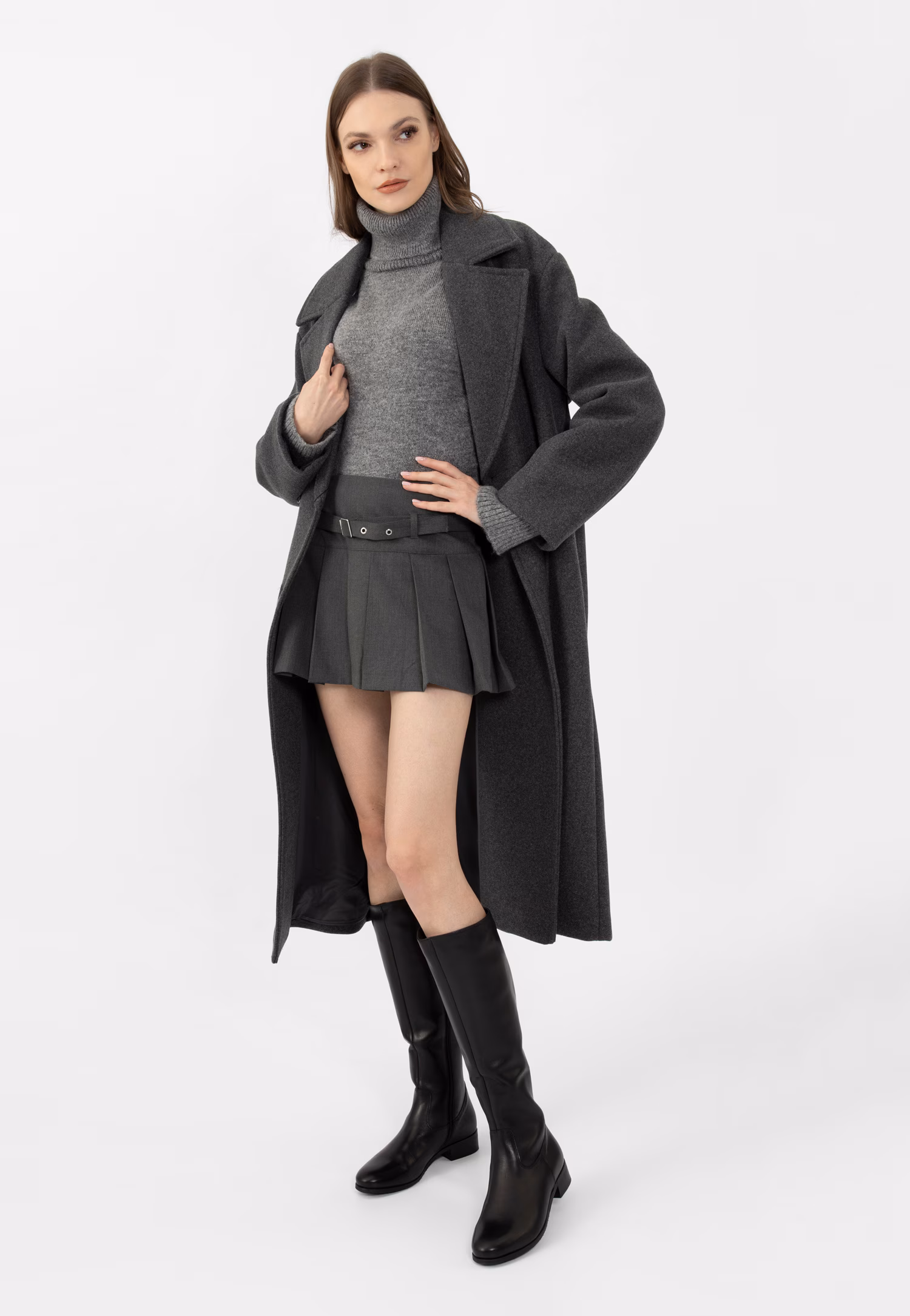 Czarne skórzane kozaki oficerki damskie