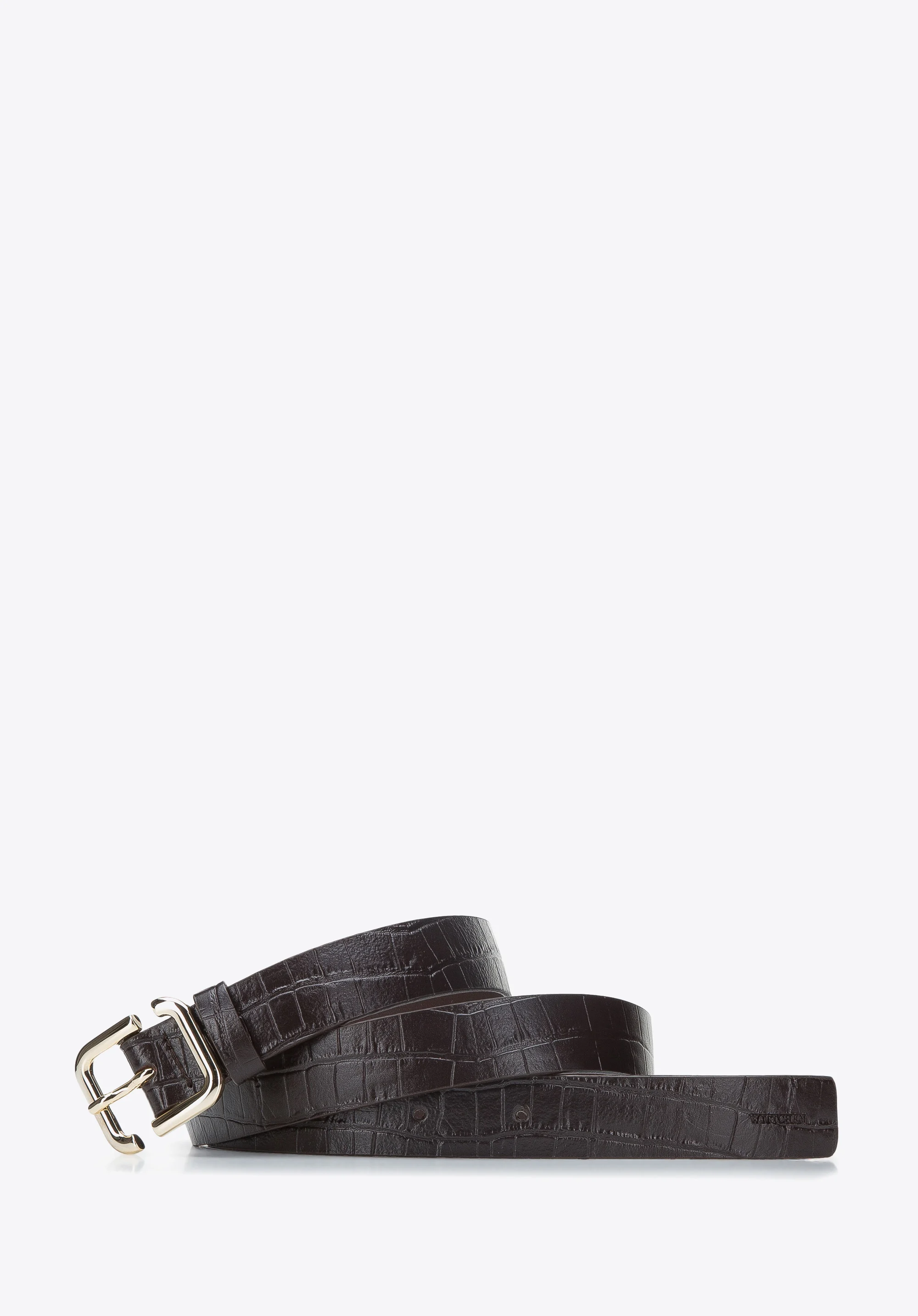 Damski pasek ze skóry o fakturze croco
