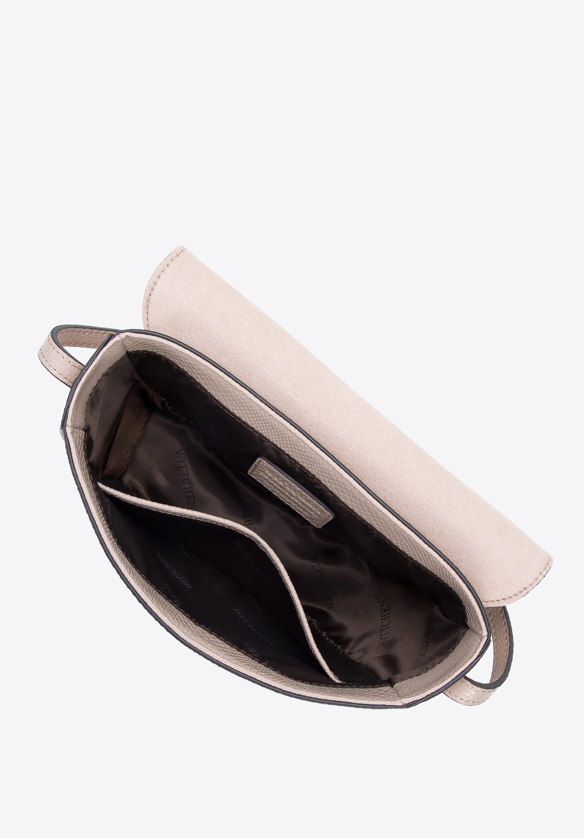 Damska listonoszka ze skóry lizard z okrągłą klamerką