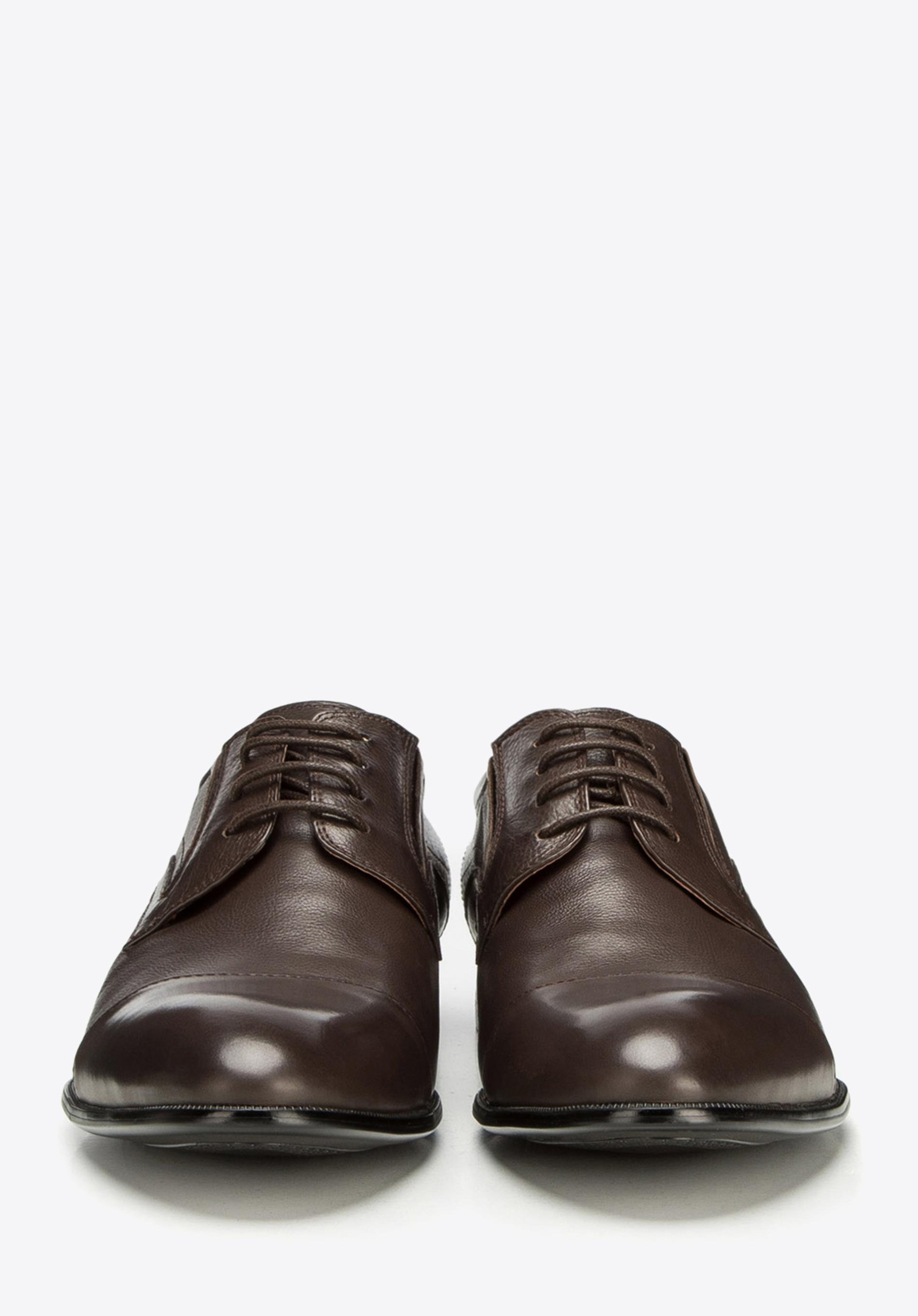 Męskie derby skórzane z gumką