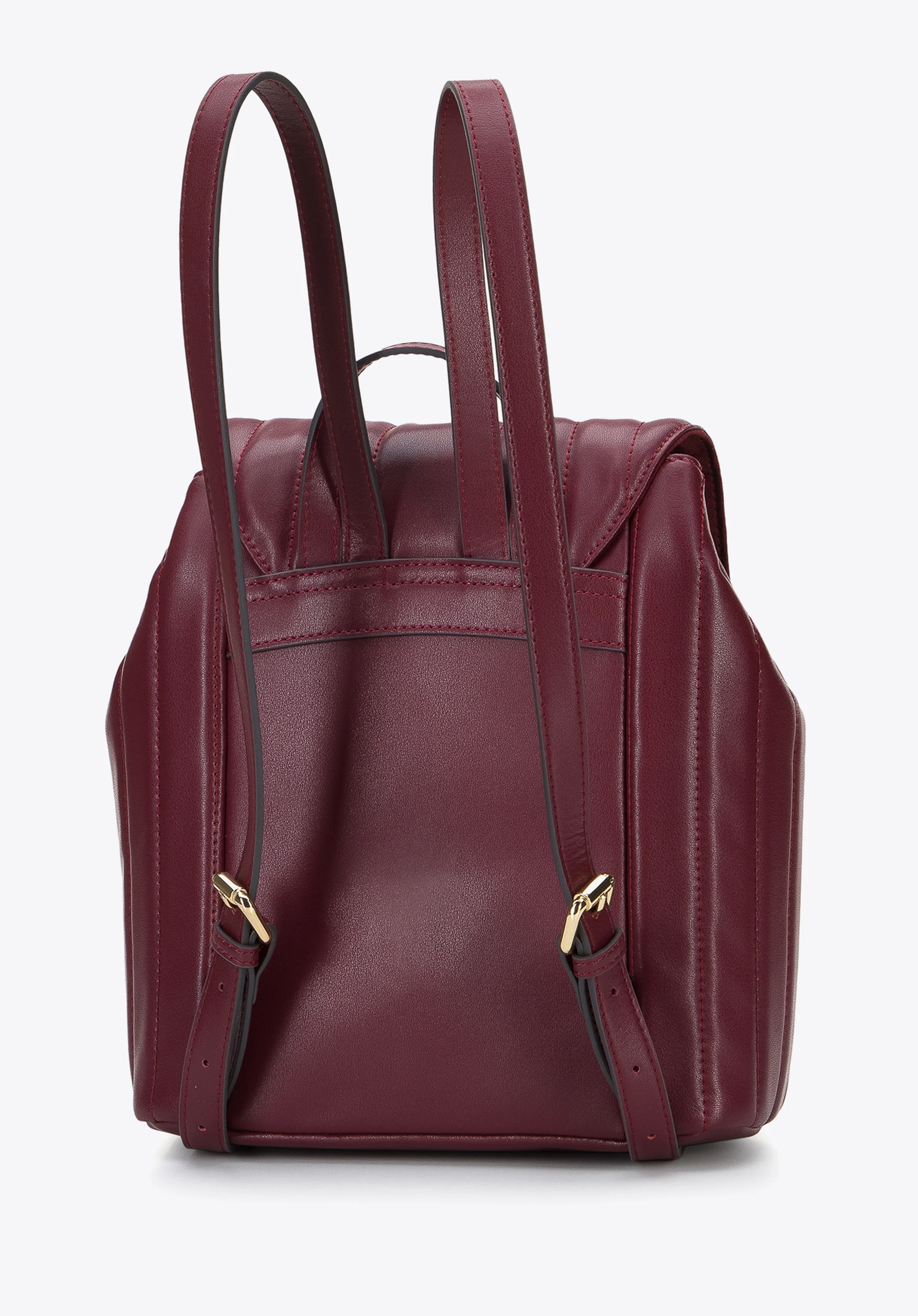 Damski plecak worek skórzany z podłużnym pikowaniem