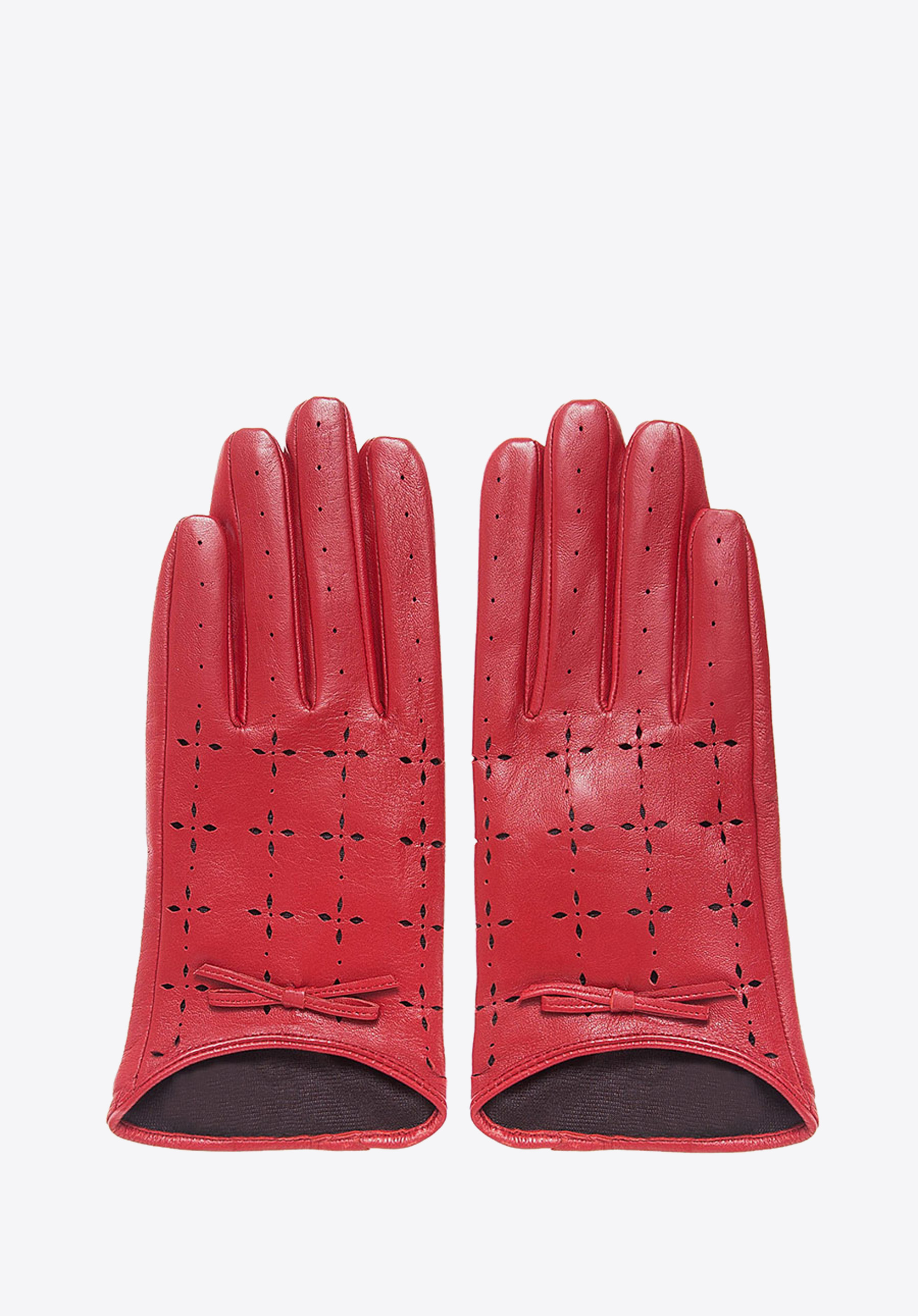 Damskie rękawiczki skórzane dziurkowane