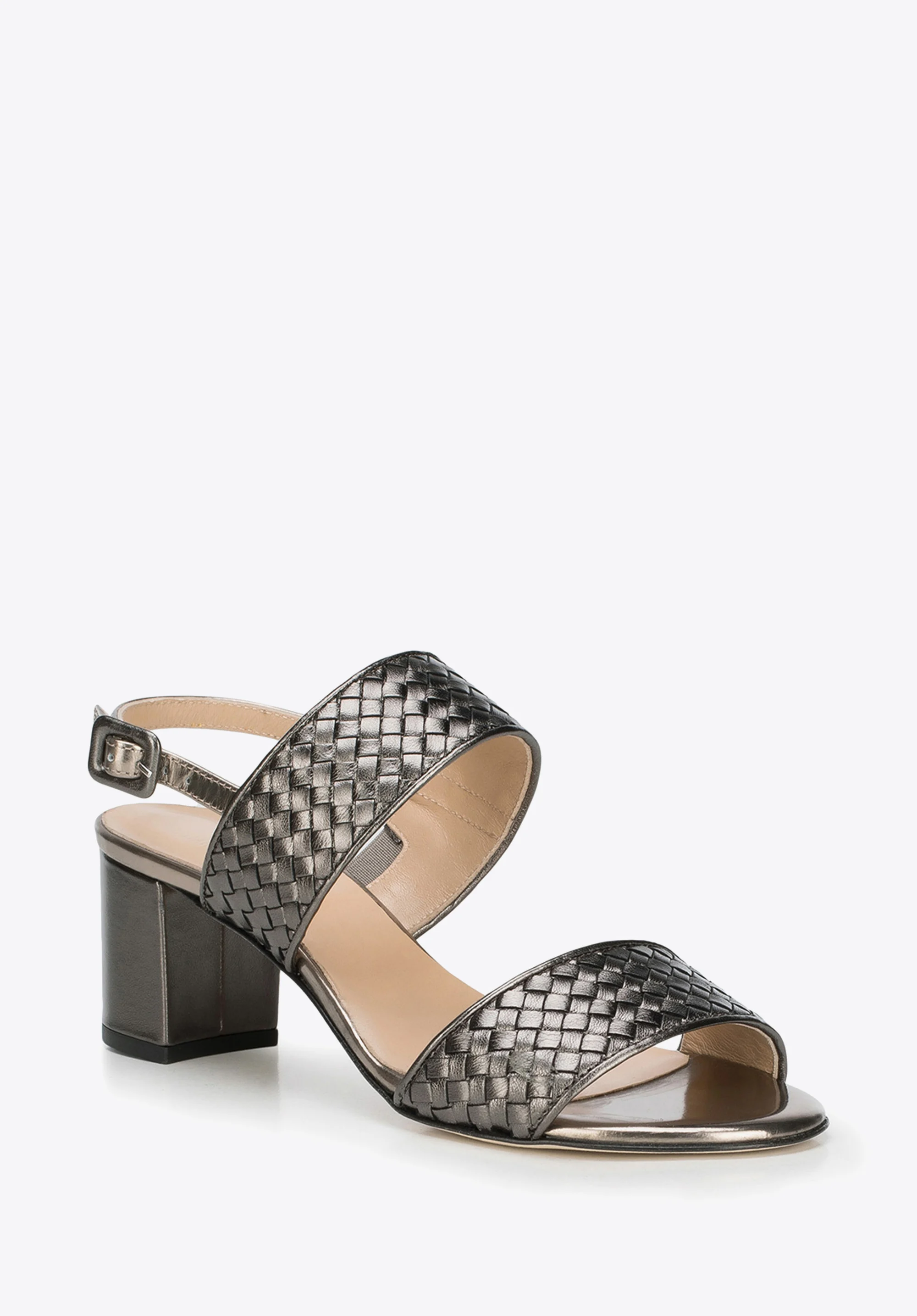 Damskie sandały ze skóry metaliczne