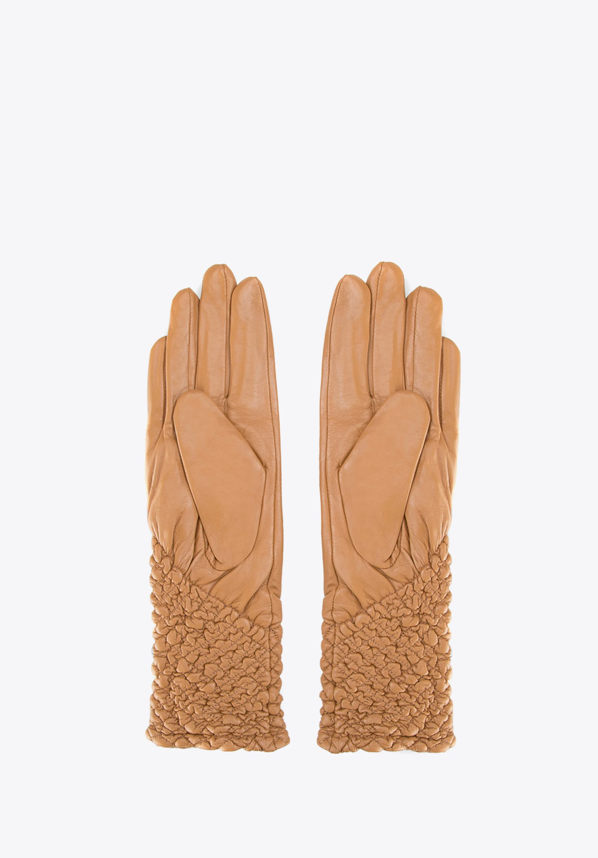 Damskie rękawiczki skórzane marszczone