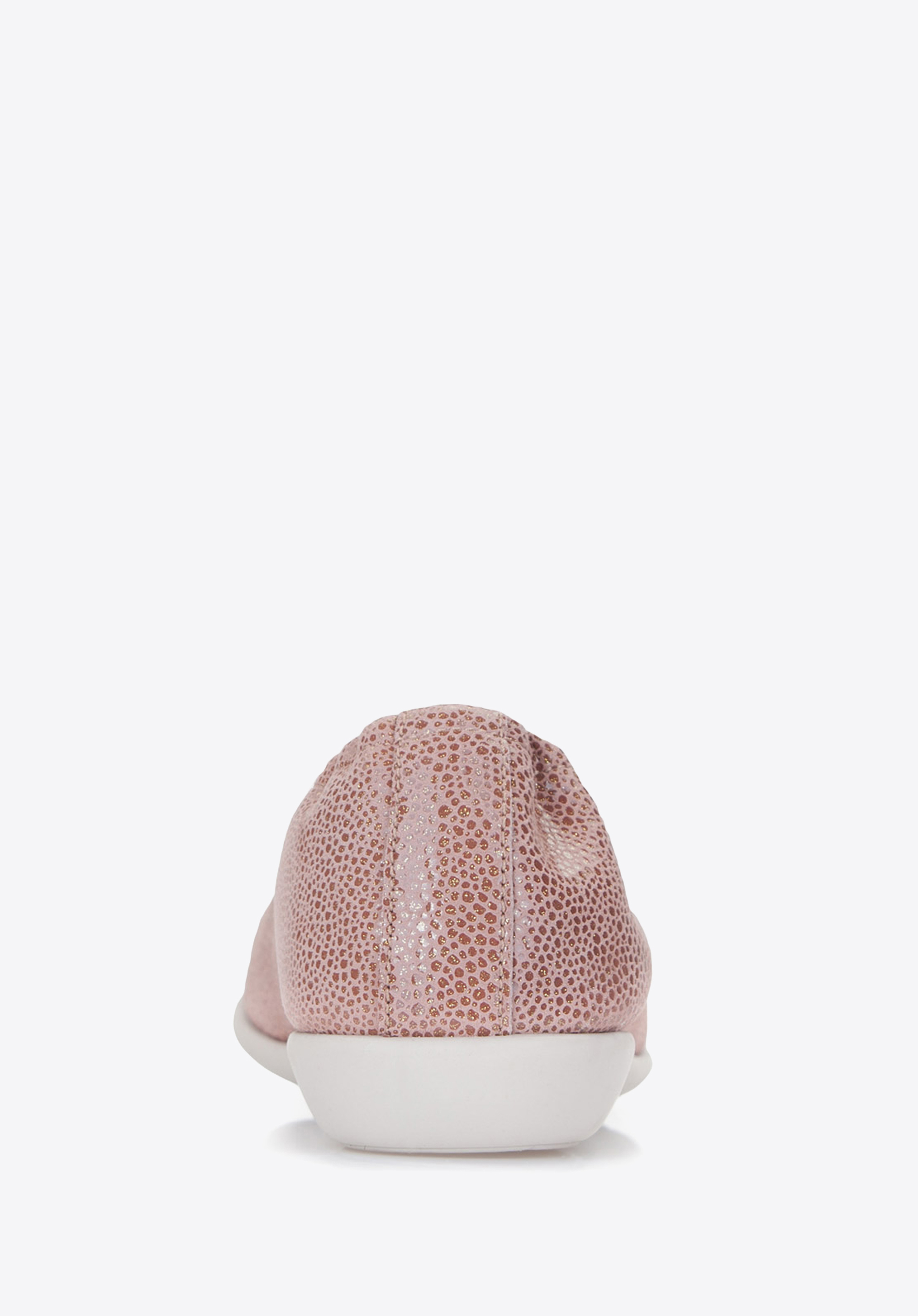 Baleriny nubukowe z lustrzanym efektem