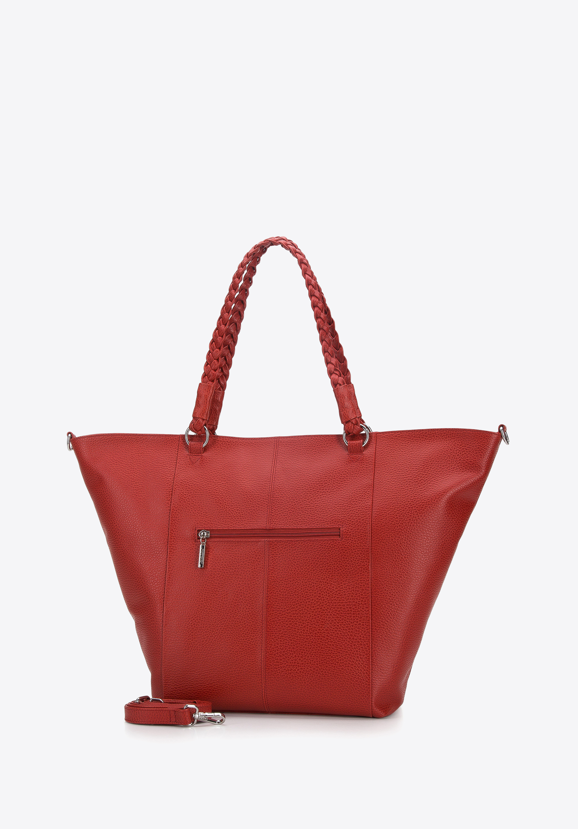 Torebka kuferek skórzana z plecionymi uchami