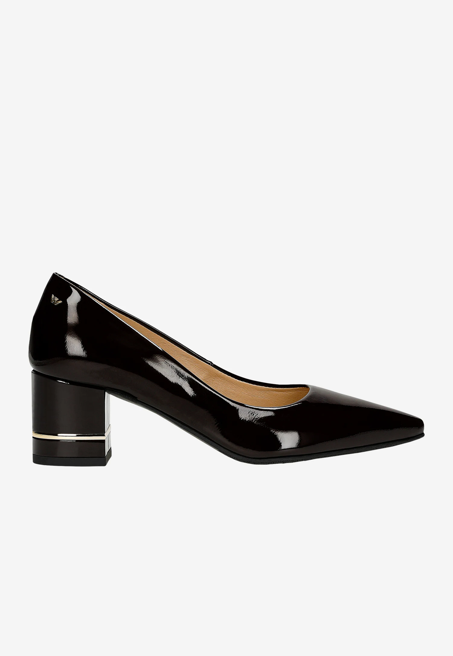 Bordowe czółenka damskie na ozdobionym obcasie