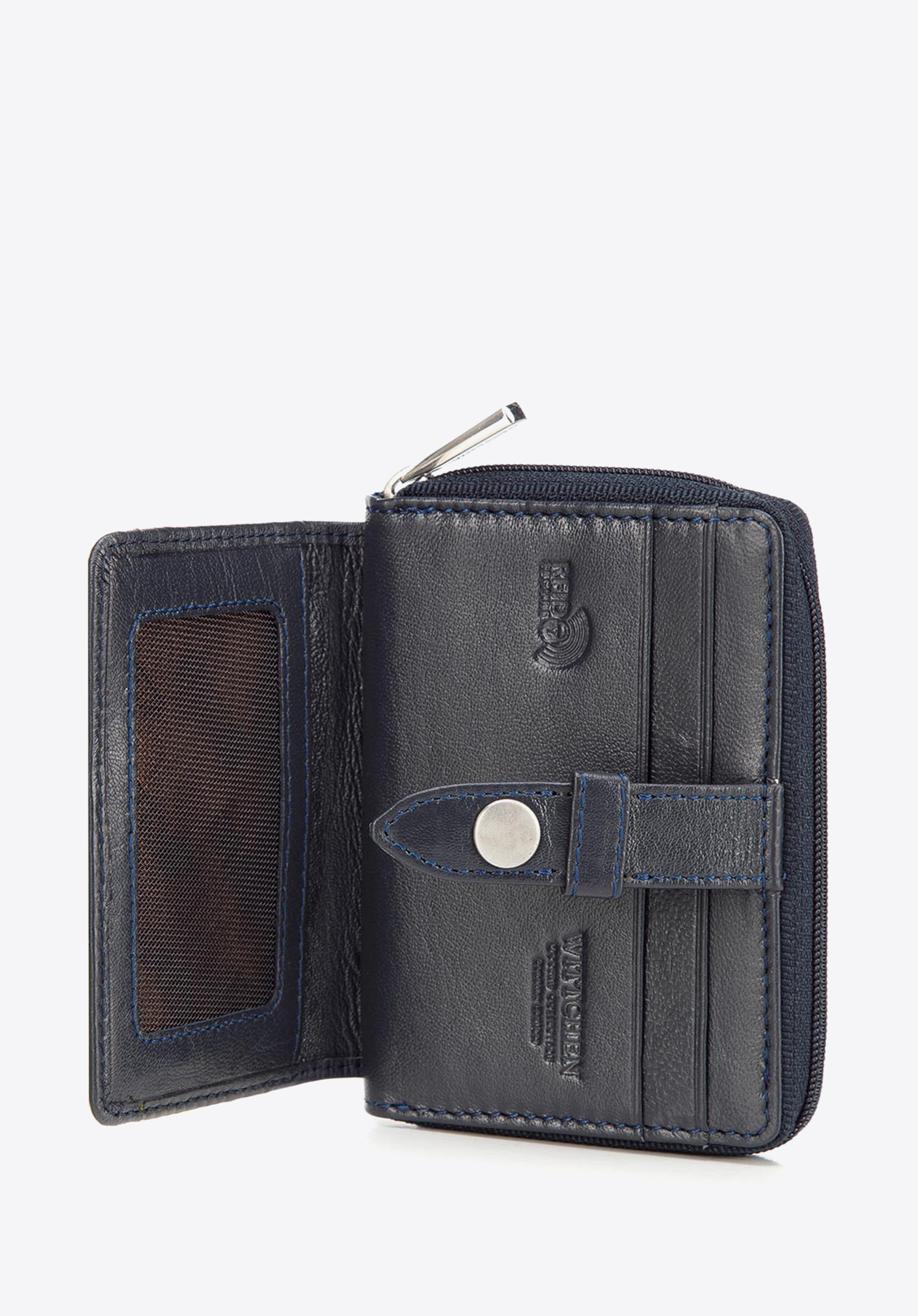 Damski portfelik skórzany z patką