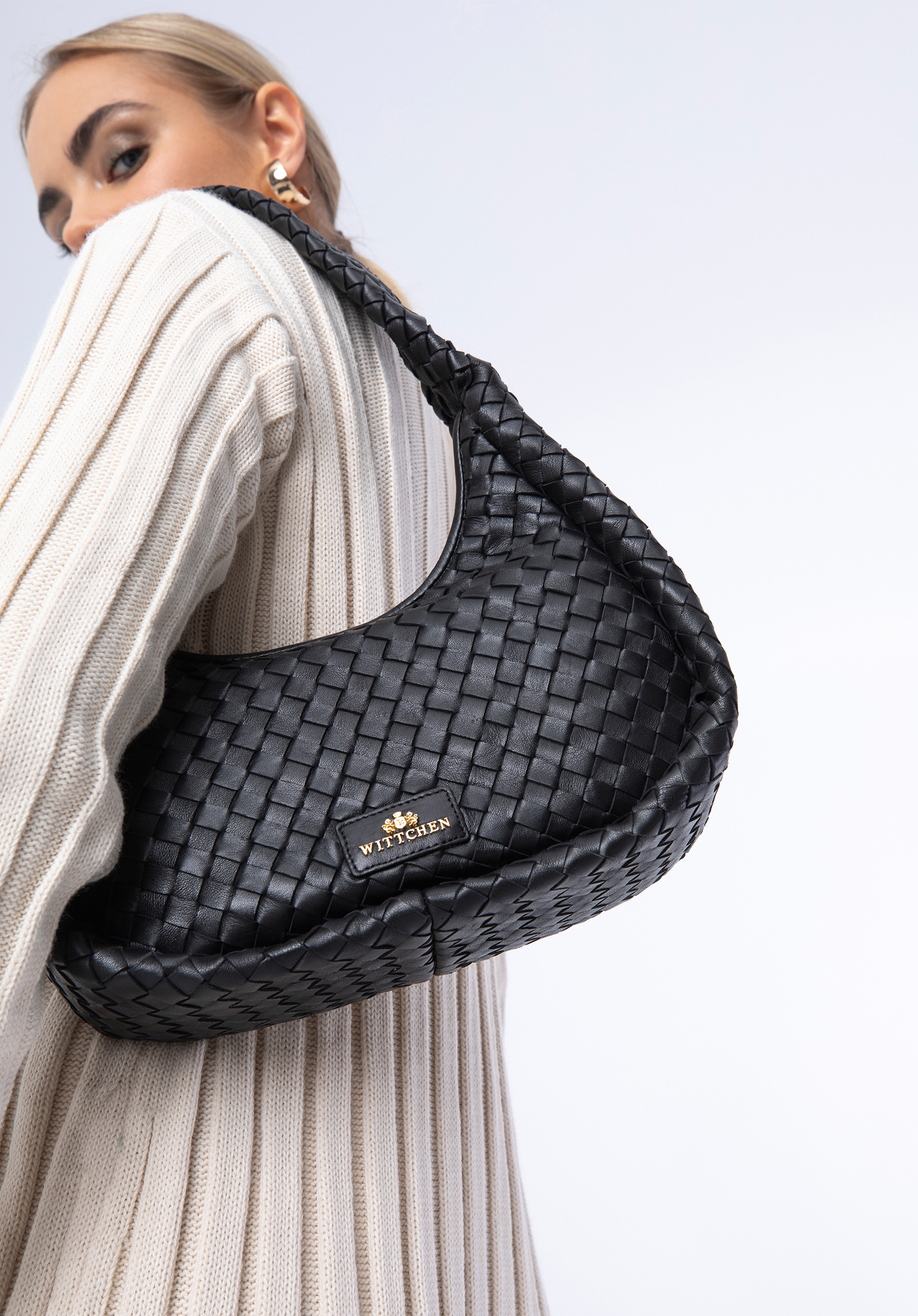 Torebka bagietka ze skórzanej plecionki duża