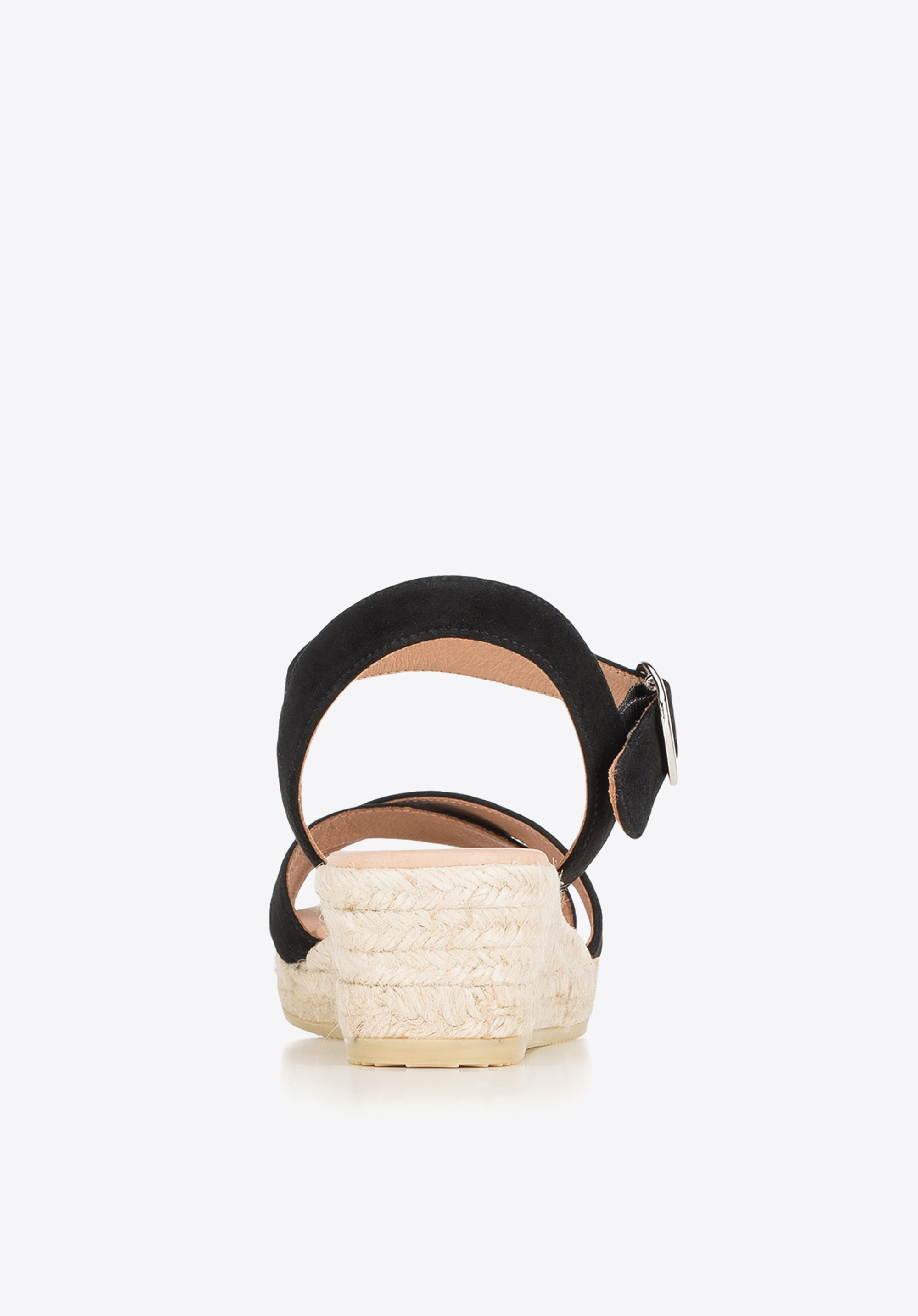 Damskie sandały z zamszu na sznurkowym koturnie