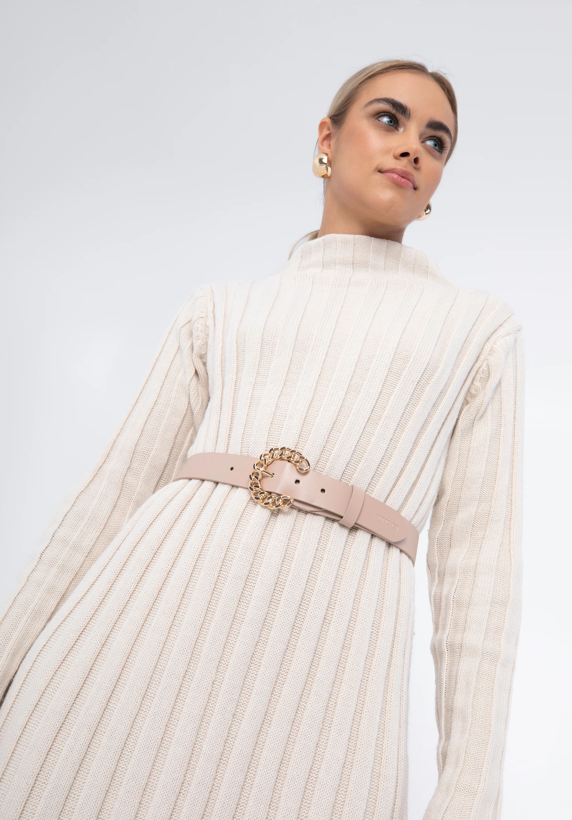 Damski pasek skórzany z klamrą w kształcie podkowy