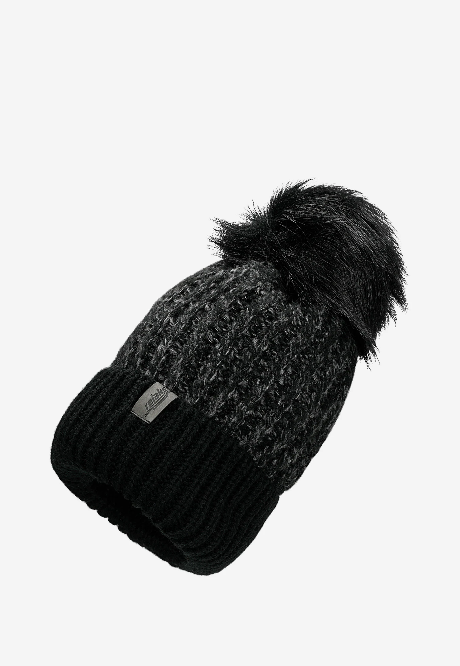 Czarno-szara czapka ze złotą nitką