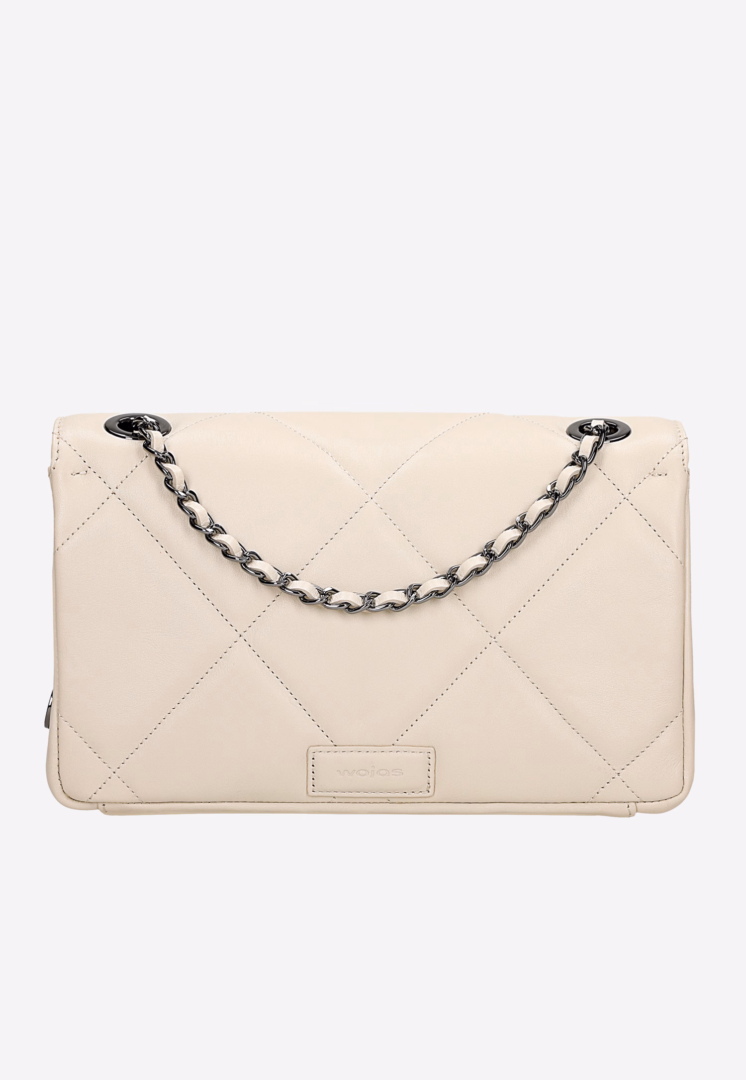 Jasnobeżowa pikowana torebka damska ze skóry licowej