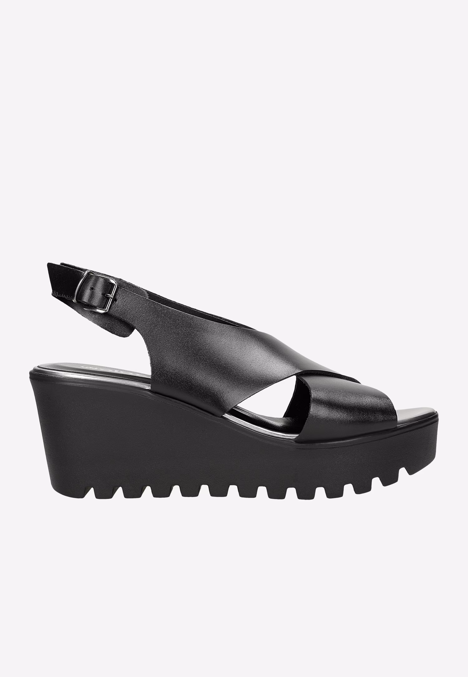 Czarne sandały damskie na koturnie