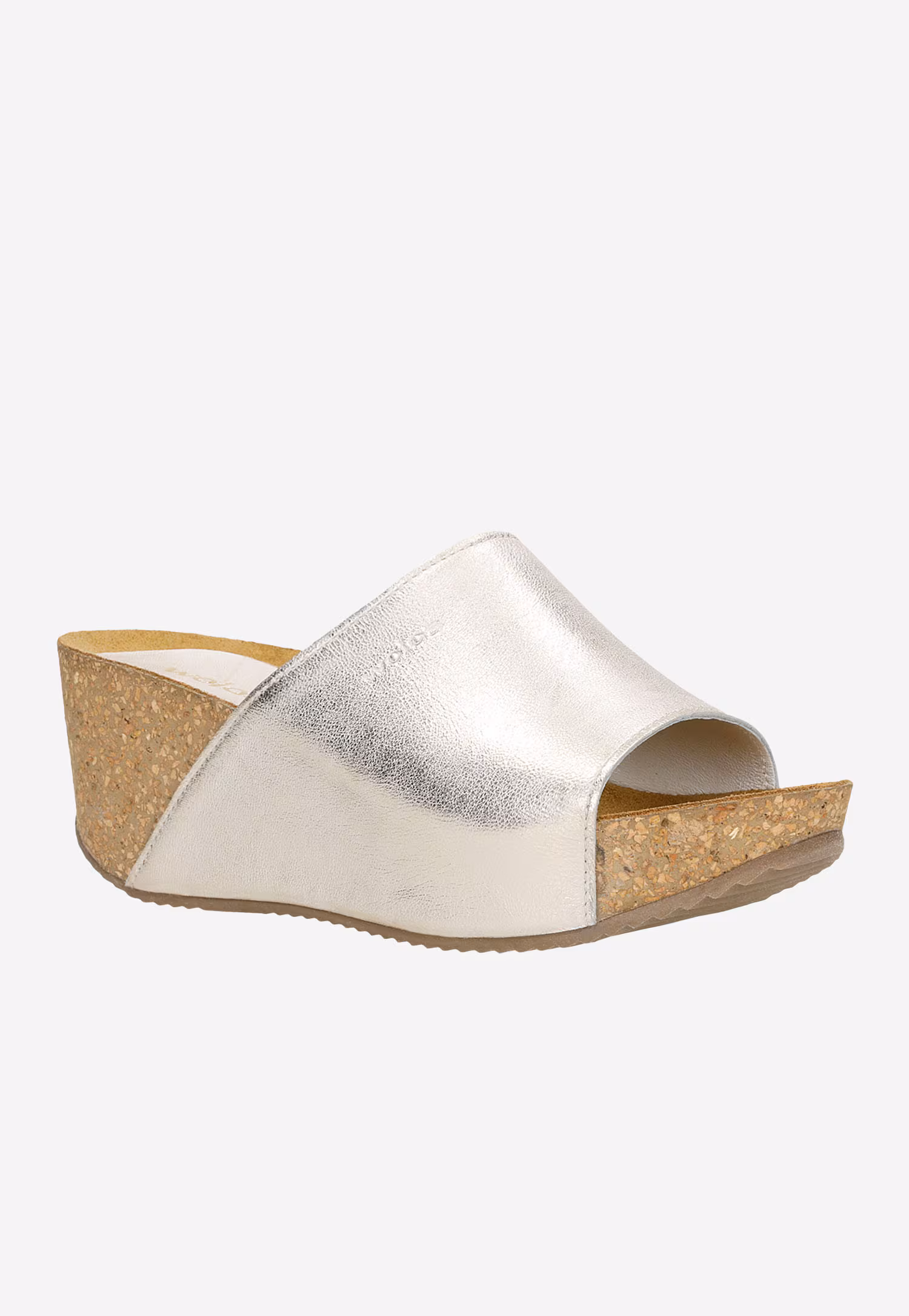 Złote klapki damskie na wysokiej koturnie