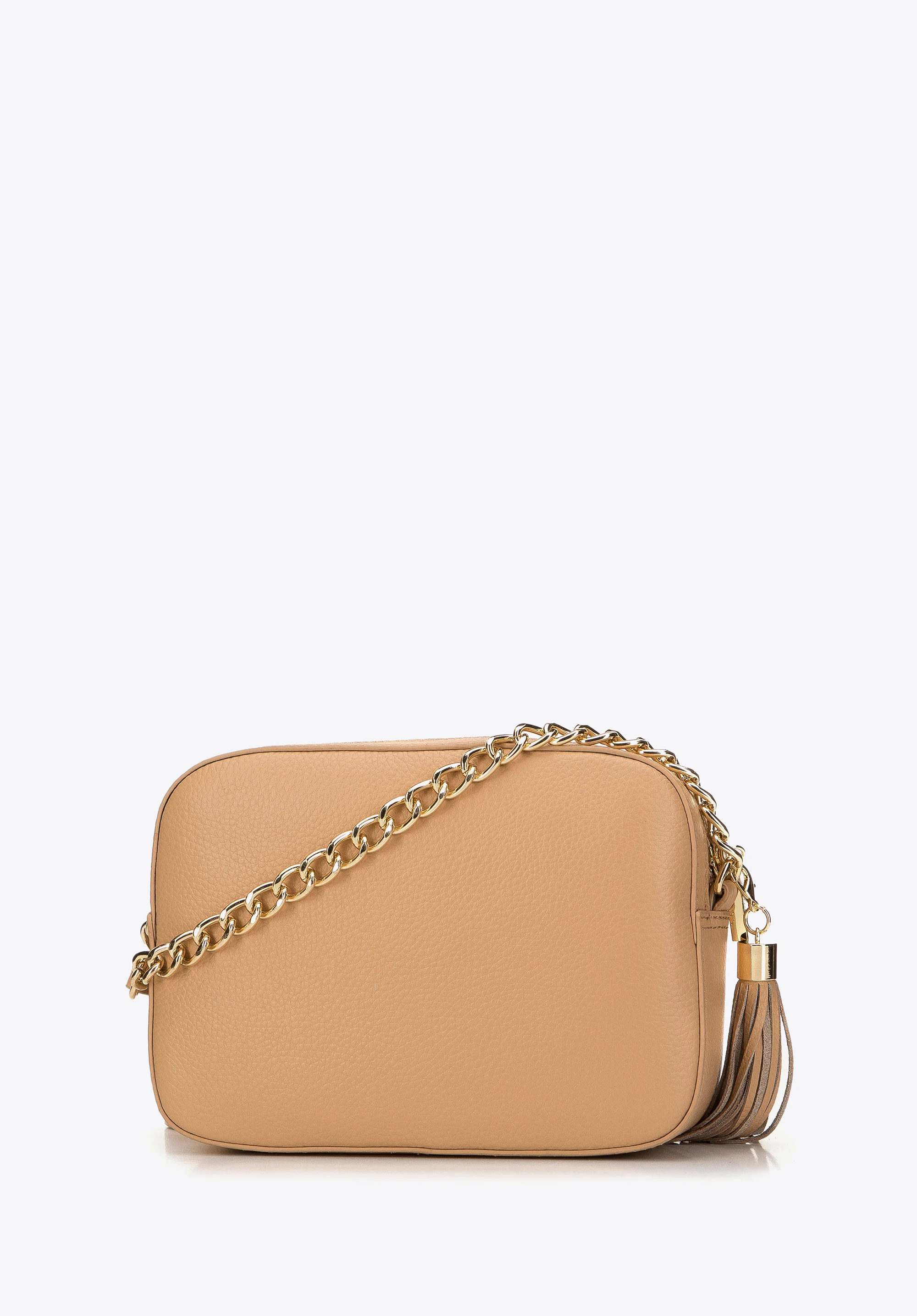 Damska listonoszka skórzana pudełkowa na łańcuszku