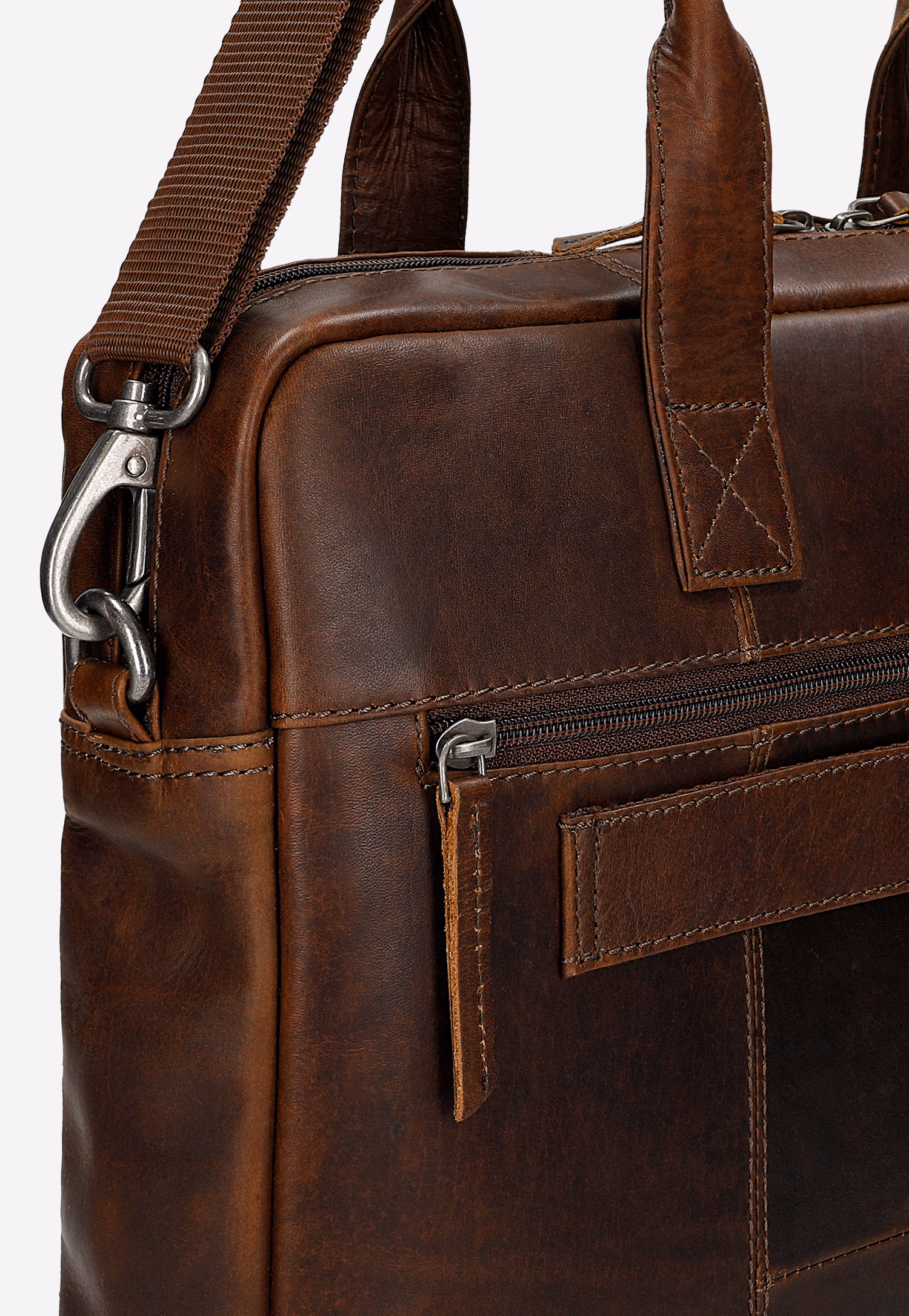 Duża brązowa torba męska z olejowanej skóry pull up