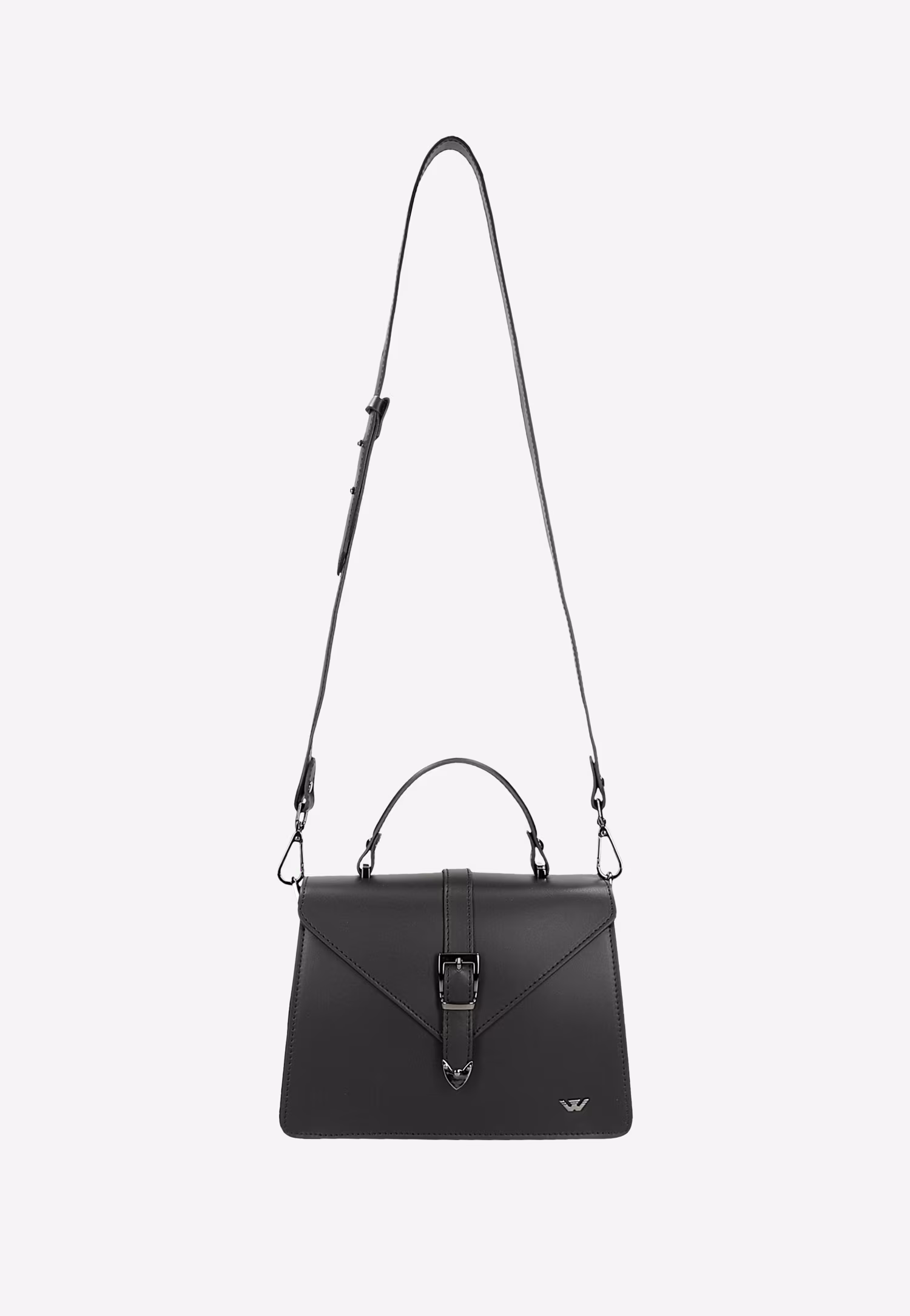 Czarna skórzana torebka damska typu kuferek