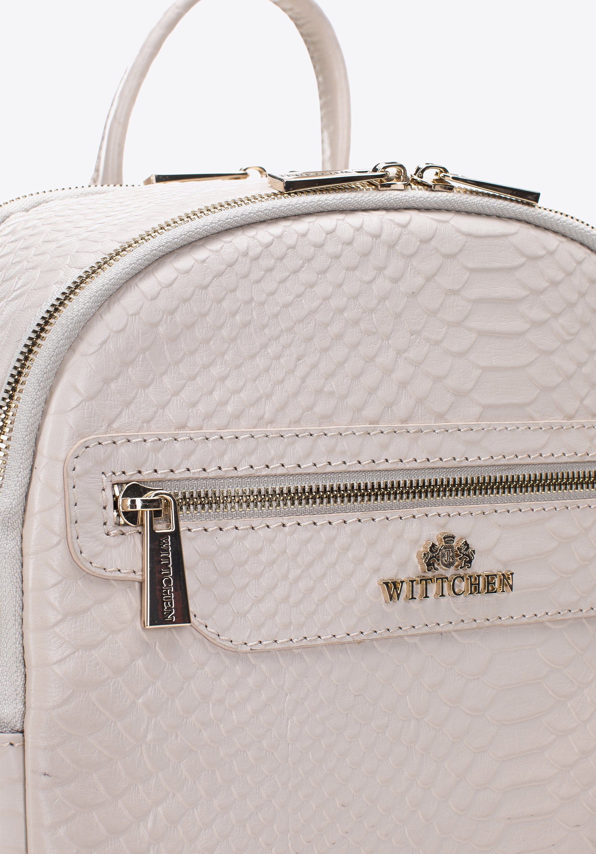 Damski plecak ze skóry o fakturze lizard dwukomorowy