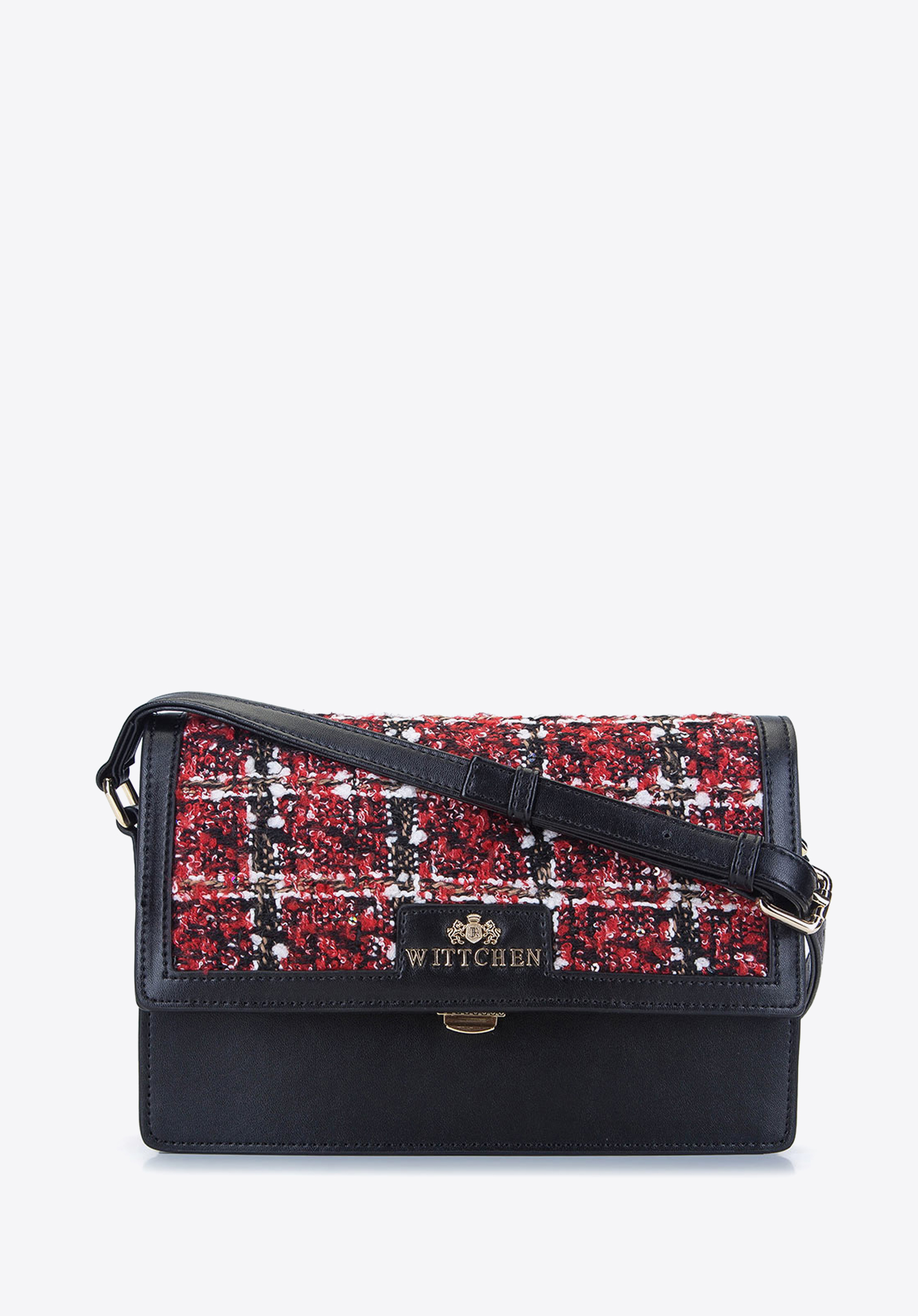 Damska listonoszka skórzana z pokryciem bouclé