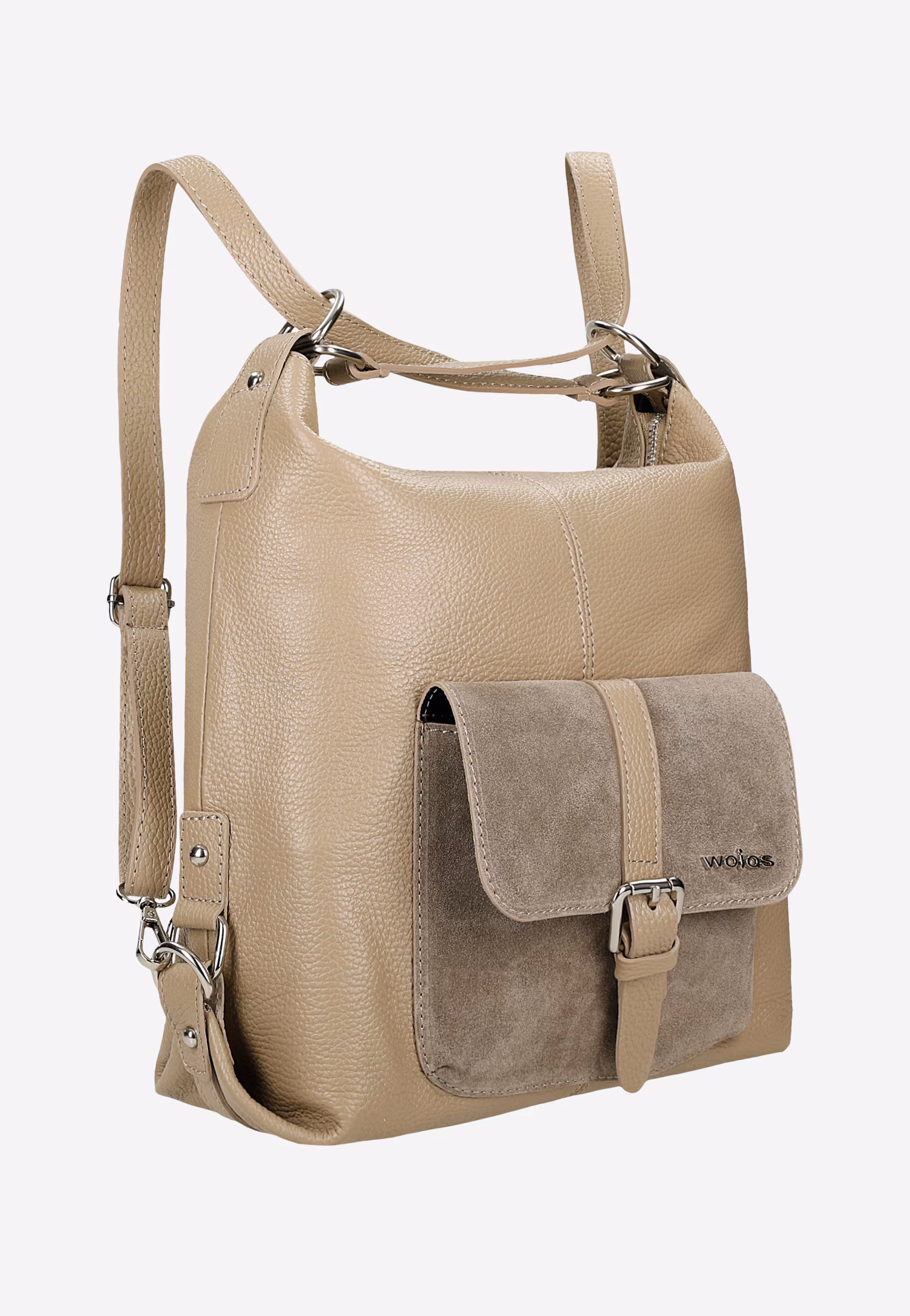 Beżowa skórzana torebka plecak 2w1
