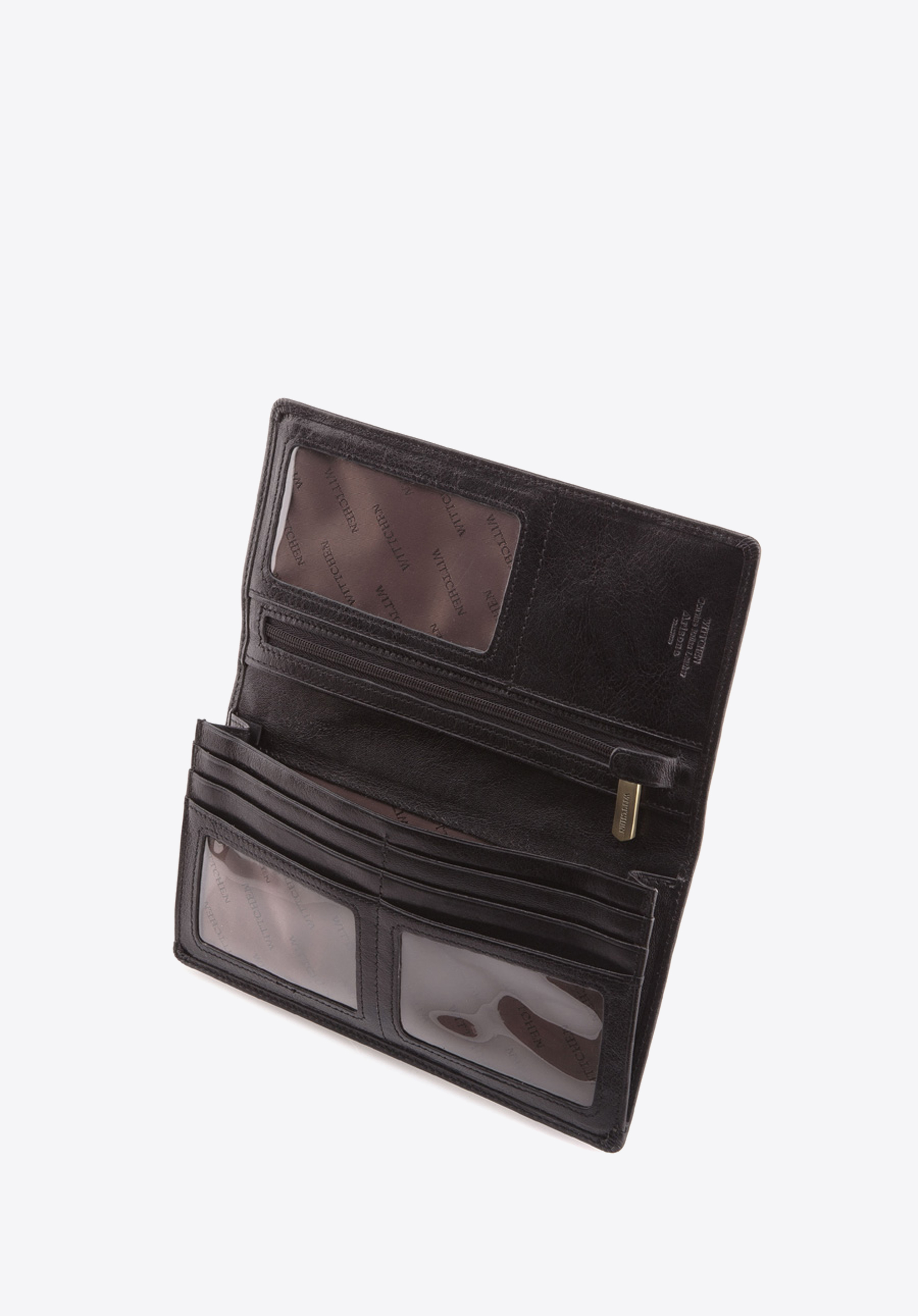 Damski skórzany portfel z herbem pionowy