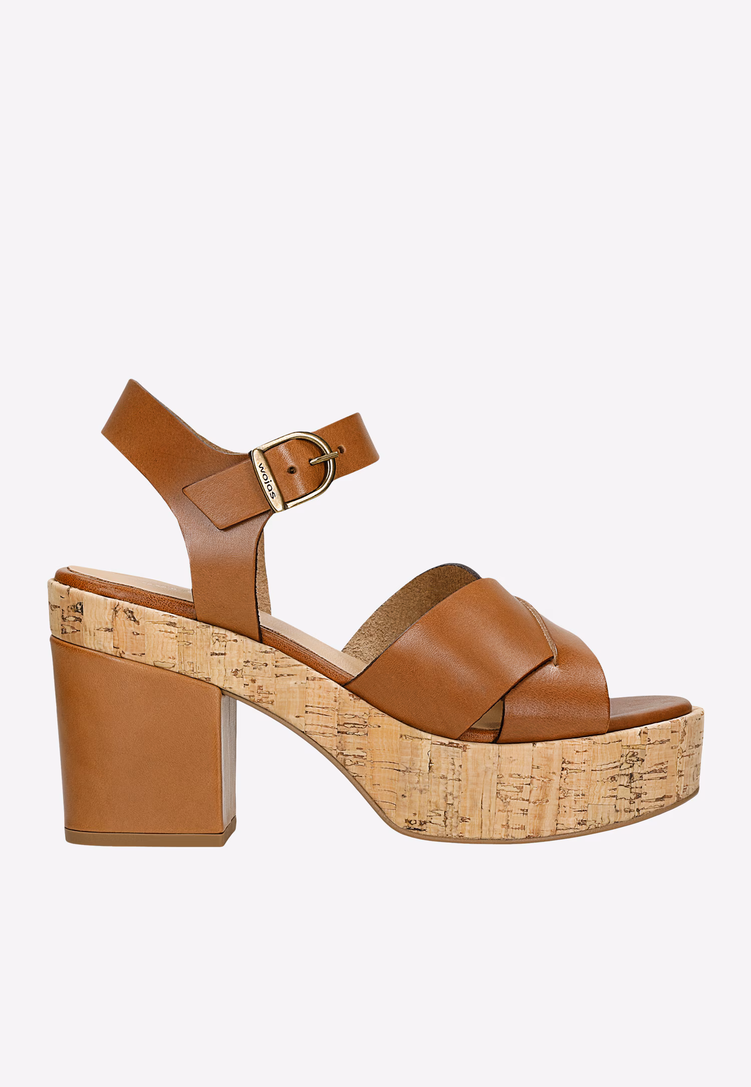 Brązowe masywne sandały na słupku