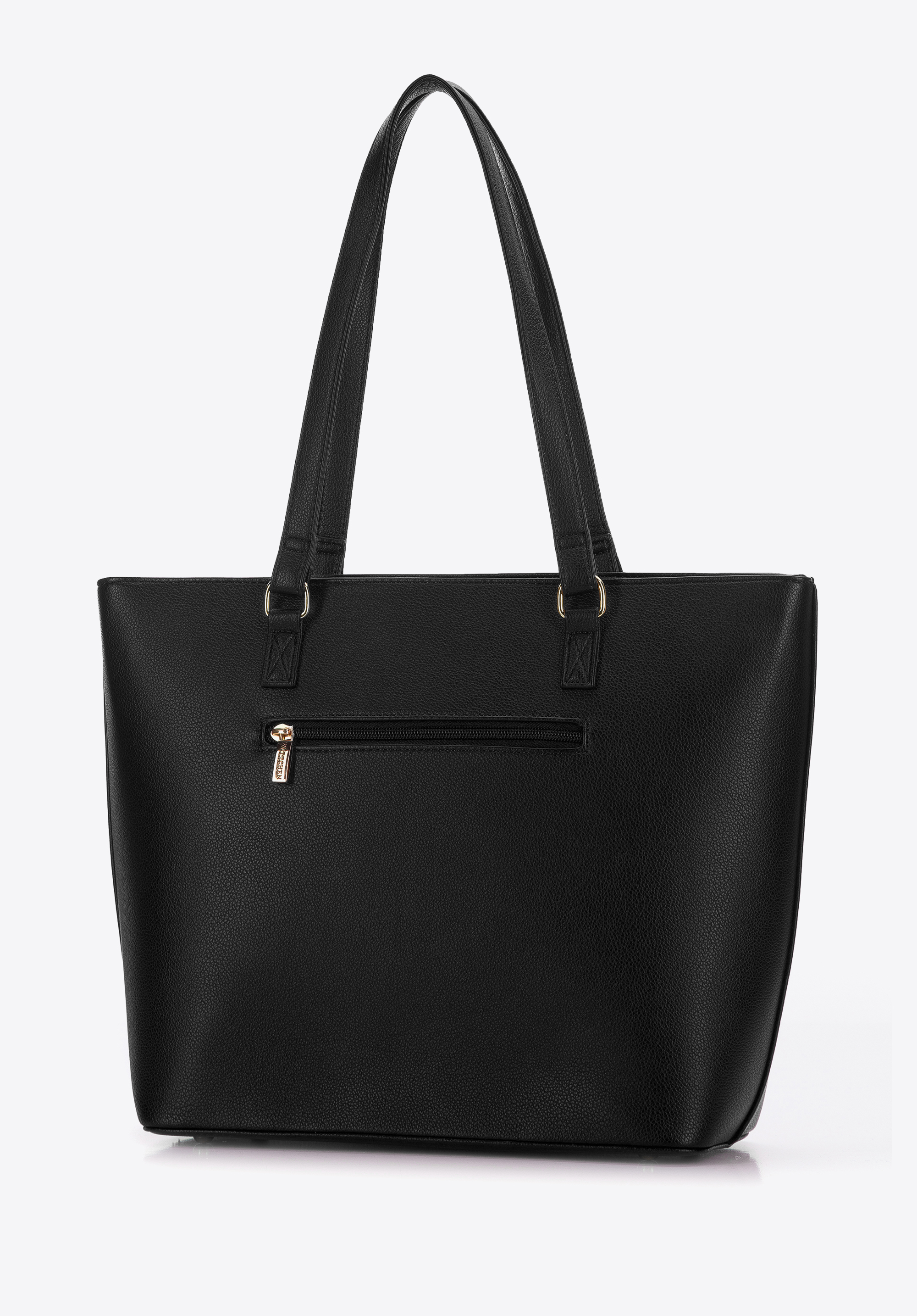 Torebka shopperka z ekoskóry z otwartą kieszenią z przodu