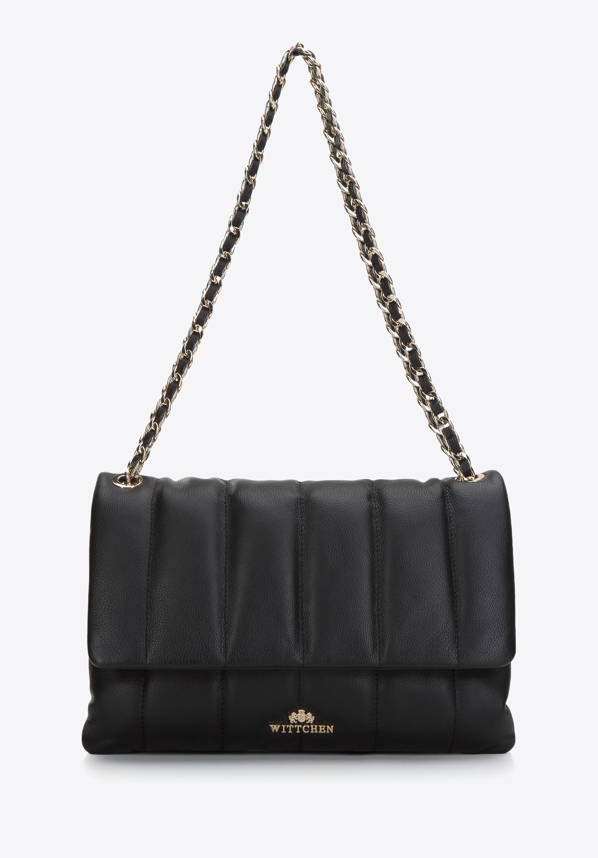 Damska torebka skórzana z szerokimi pikowaniami