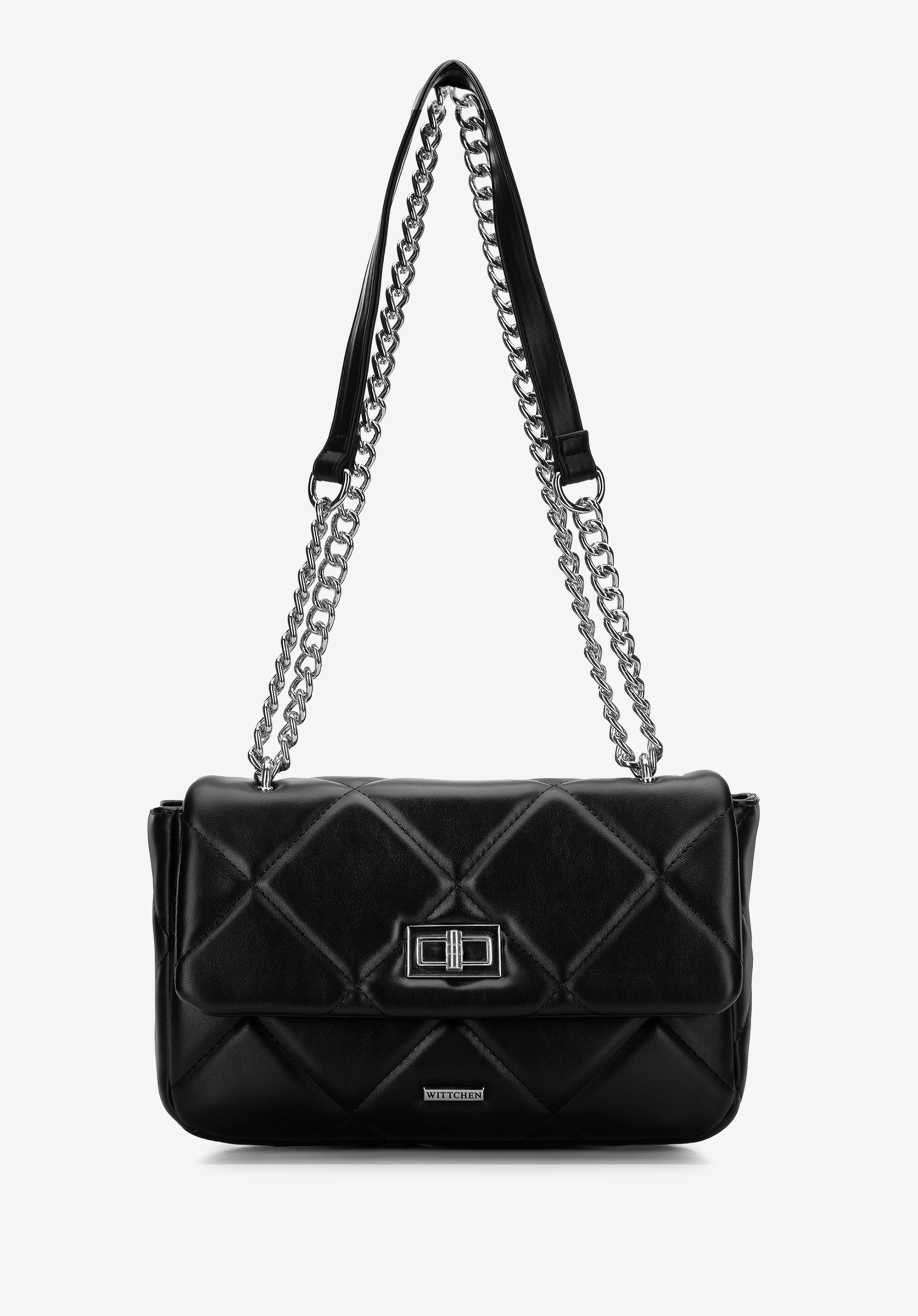 Damska torebka pikowana w kwadraty na łańcuszku