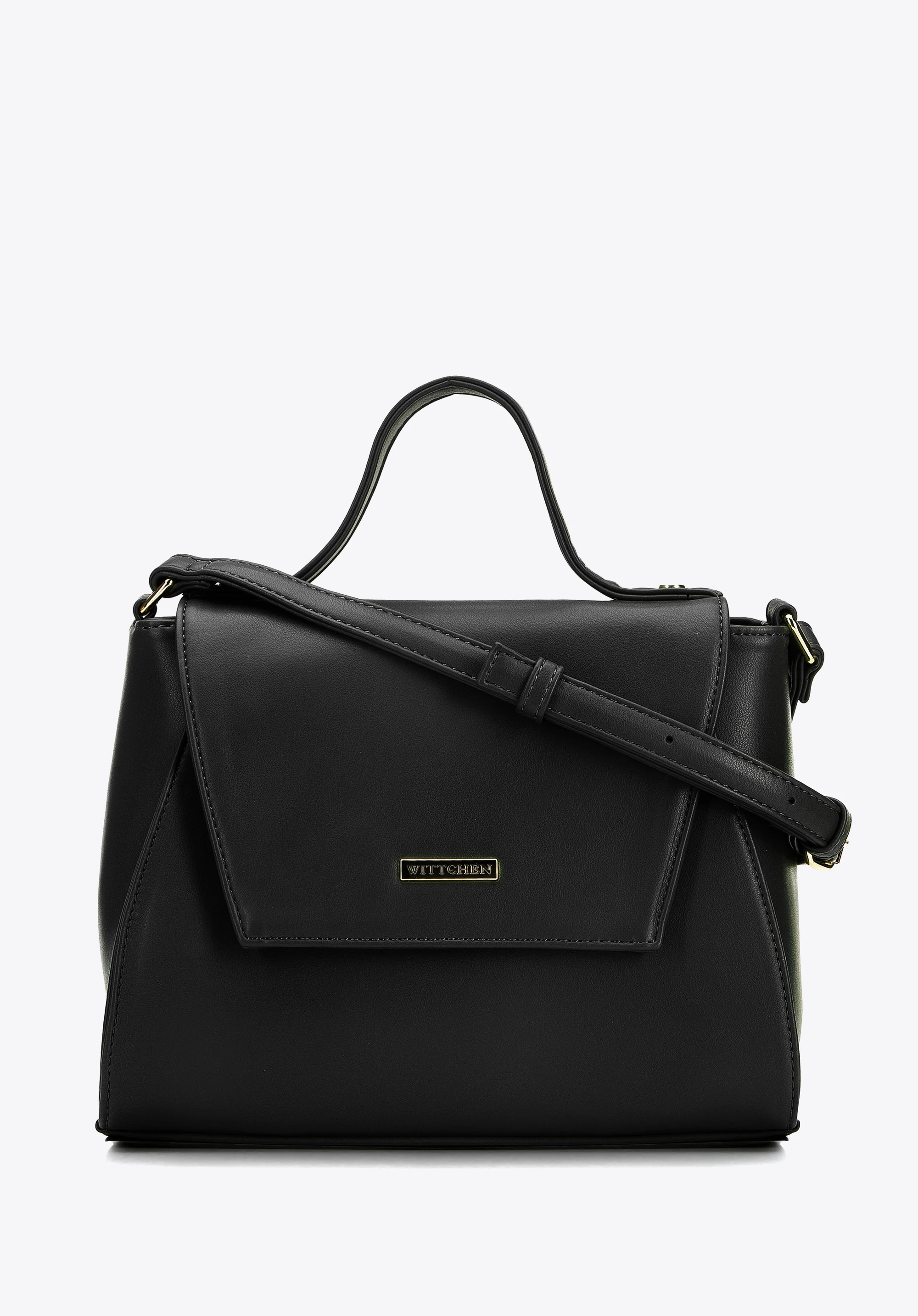 Damska listonoszka z ekoskóry z geometryczną klapą