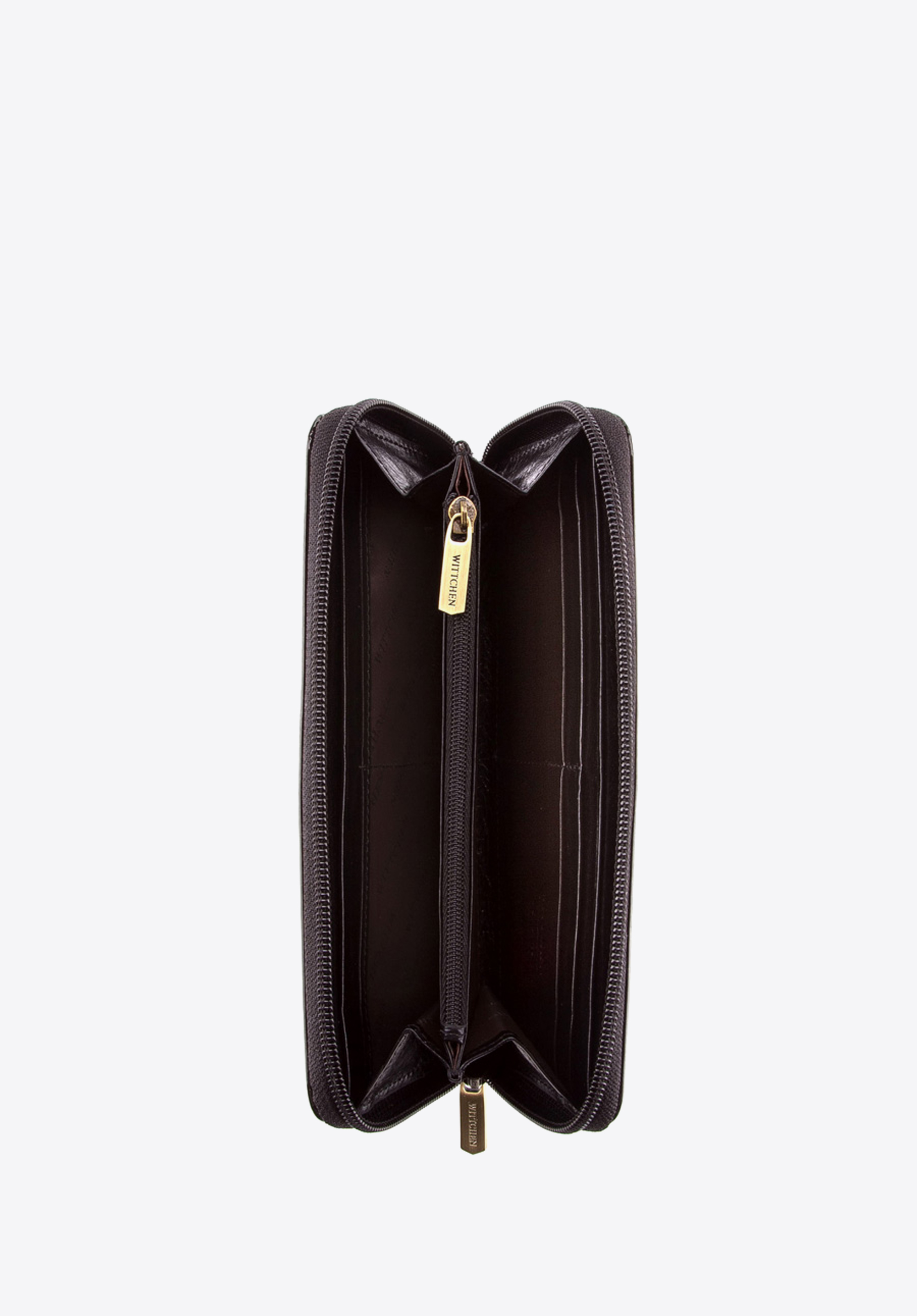 Damski portfel ze skóry lakierowany na suwak