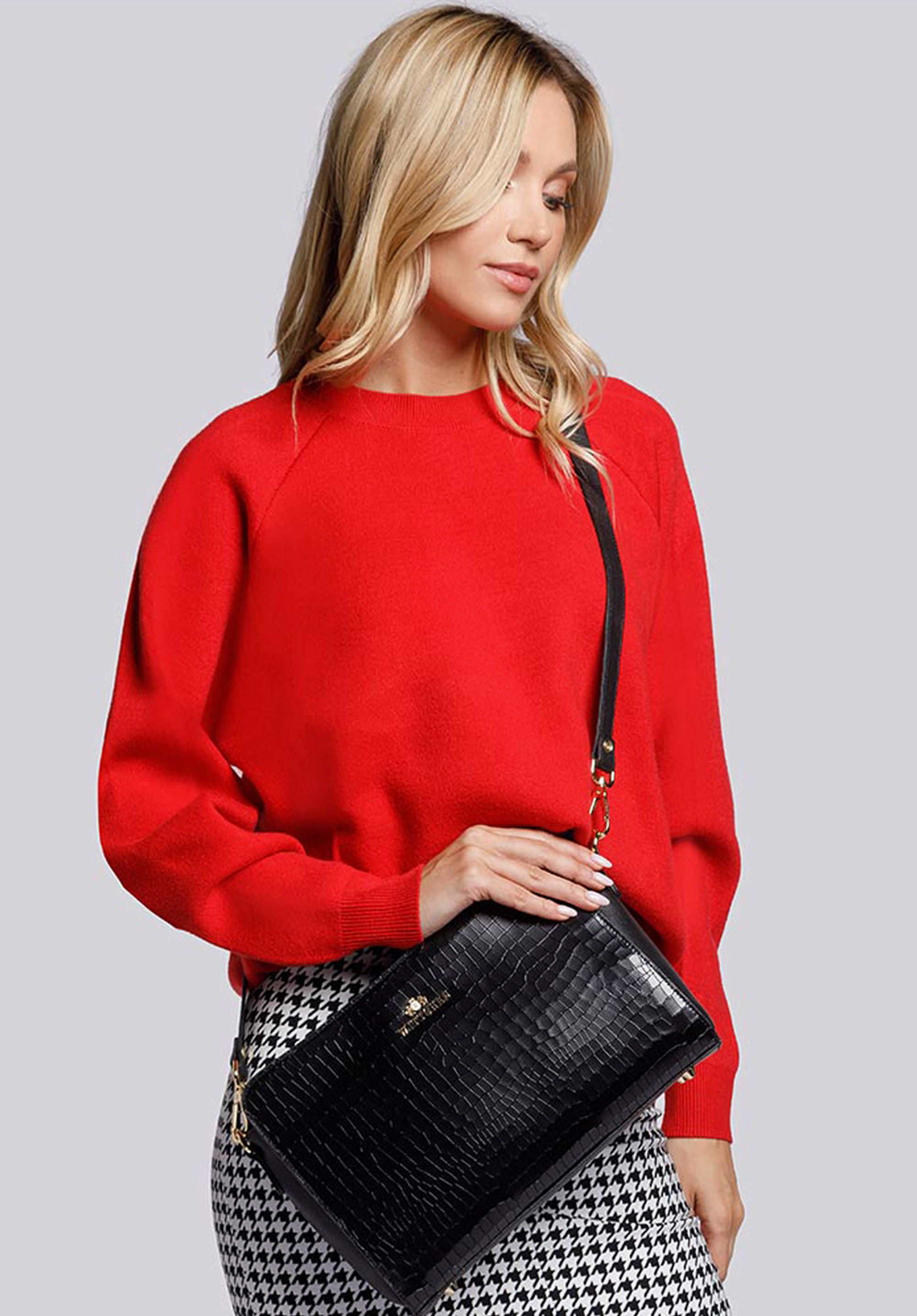 Damska listonoszka ze skóry croco