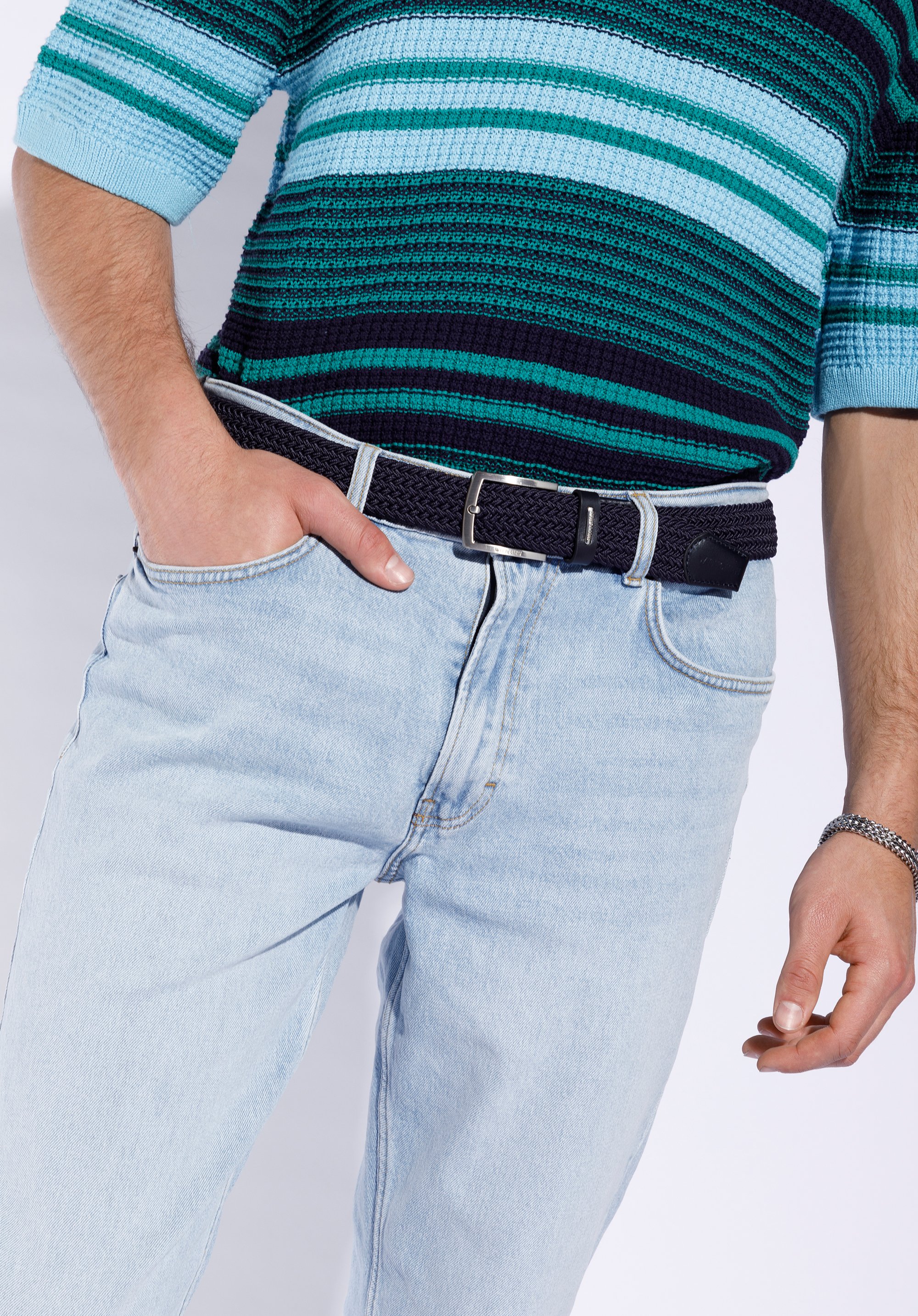 Męski pasek z plecionki