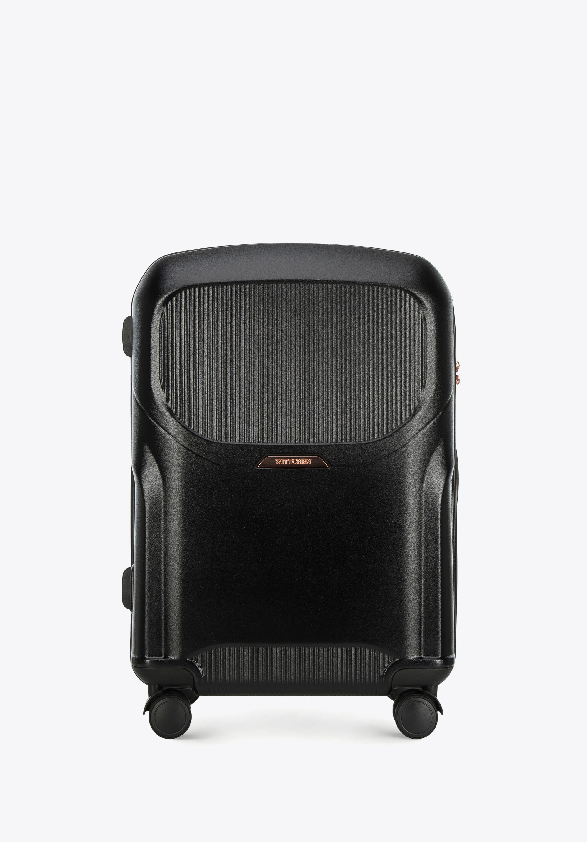 Walizka kabinowa z polikarbonu z suwakiem w kolorze różowego złota